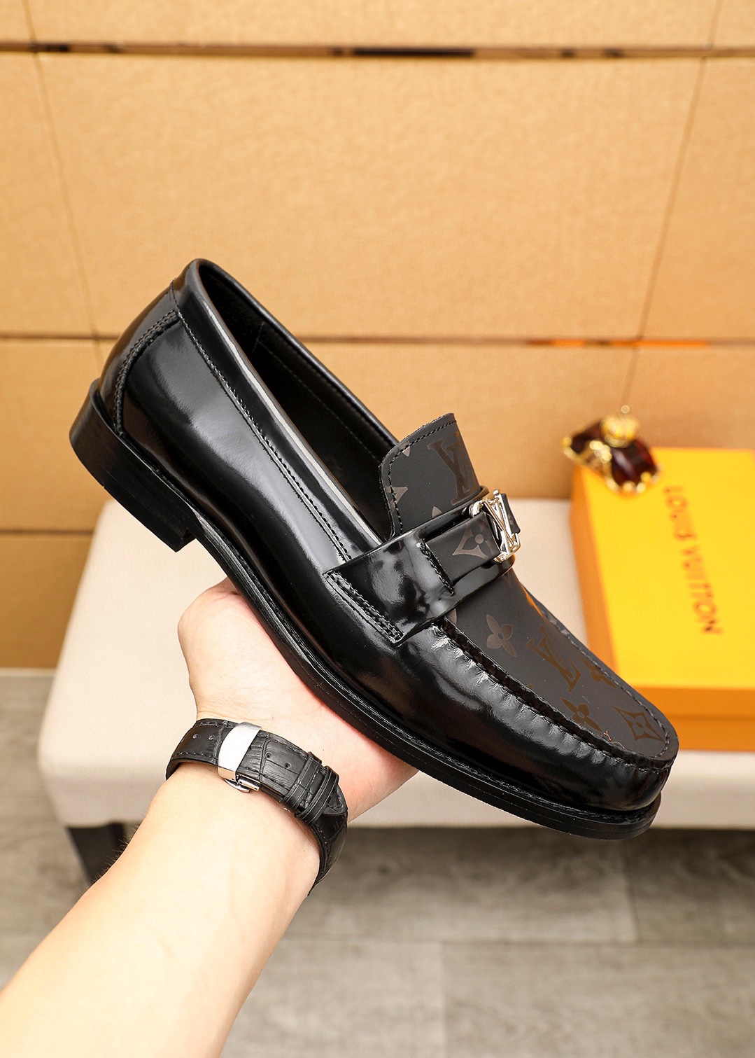 Louis Vuitton Men's Leather Loafers with Iconic Monogram - Black, Sizes 38-44 5 i1742095233 6438 3