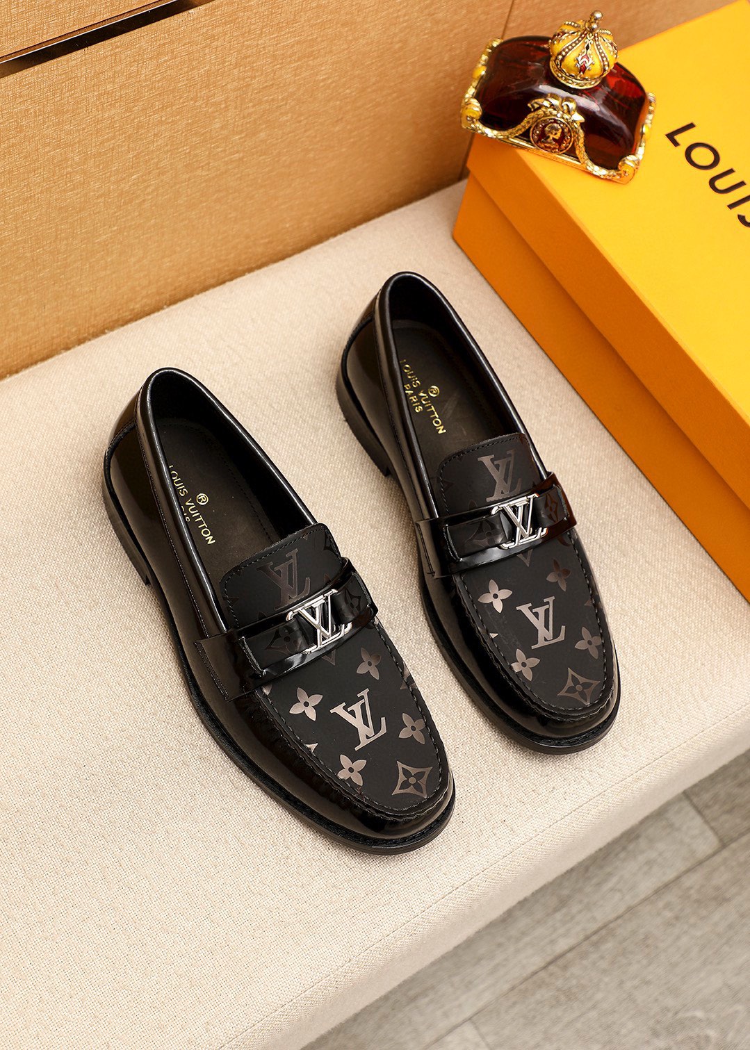 Louis Vuitton Men's Leather Loafers with Iconic Monogram - Black, Sizes 38-44 2 i1742095233 6483 0