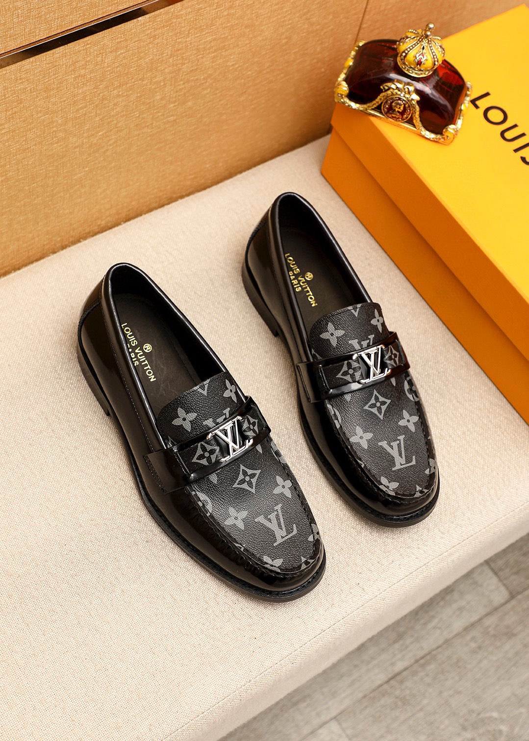 Louis Vuitton Men's Casual Leather Loafers | Iconic Monogram Design