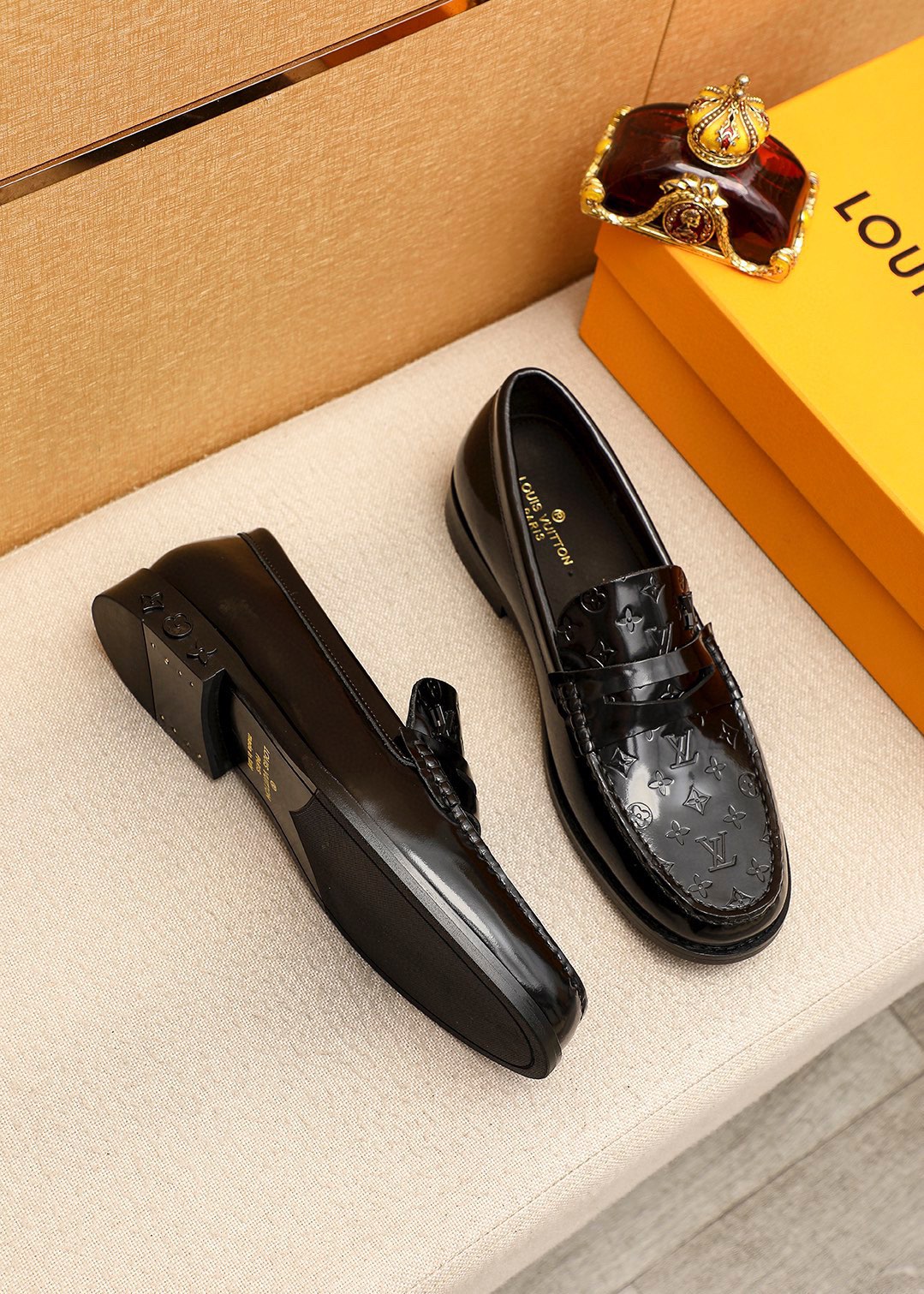 Louis Vuitton Men's Black Leather Loafers with Monogram - Size 38-44 3 i1742095679 2539 1