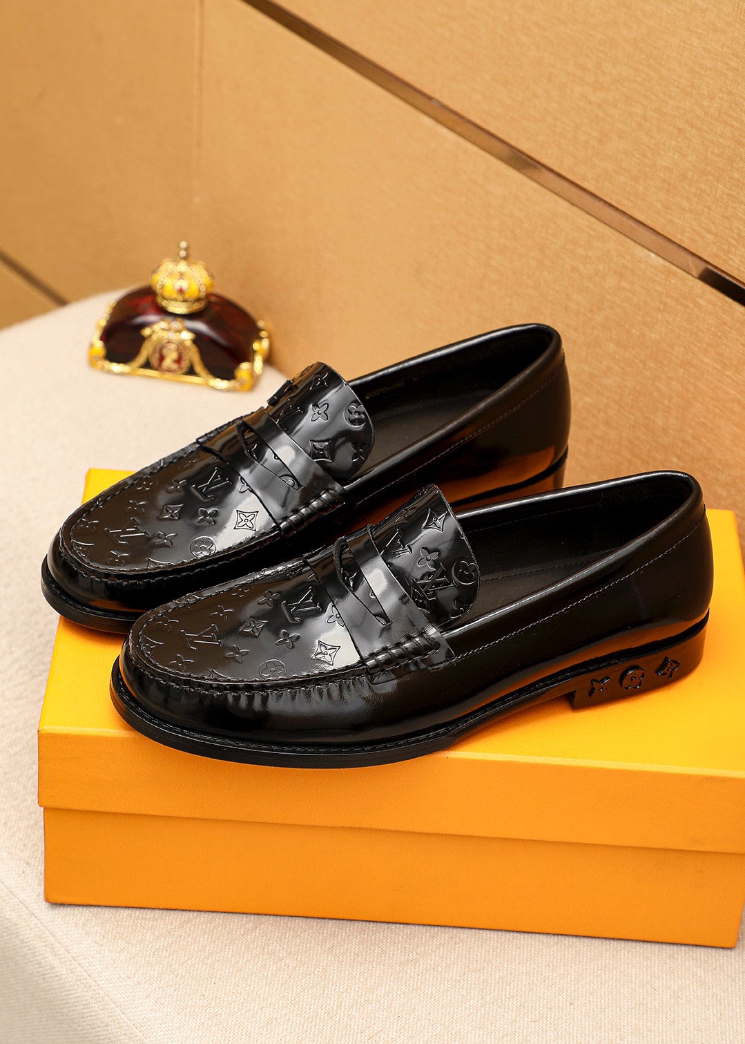 Louis Vuitton Men's Black Leather Loafers with Monogram - Size 38-44 4 i1742095679 5316 2
