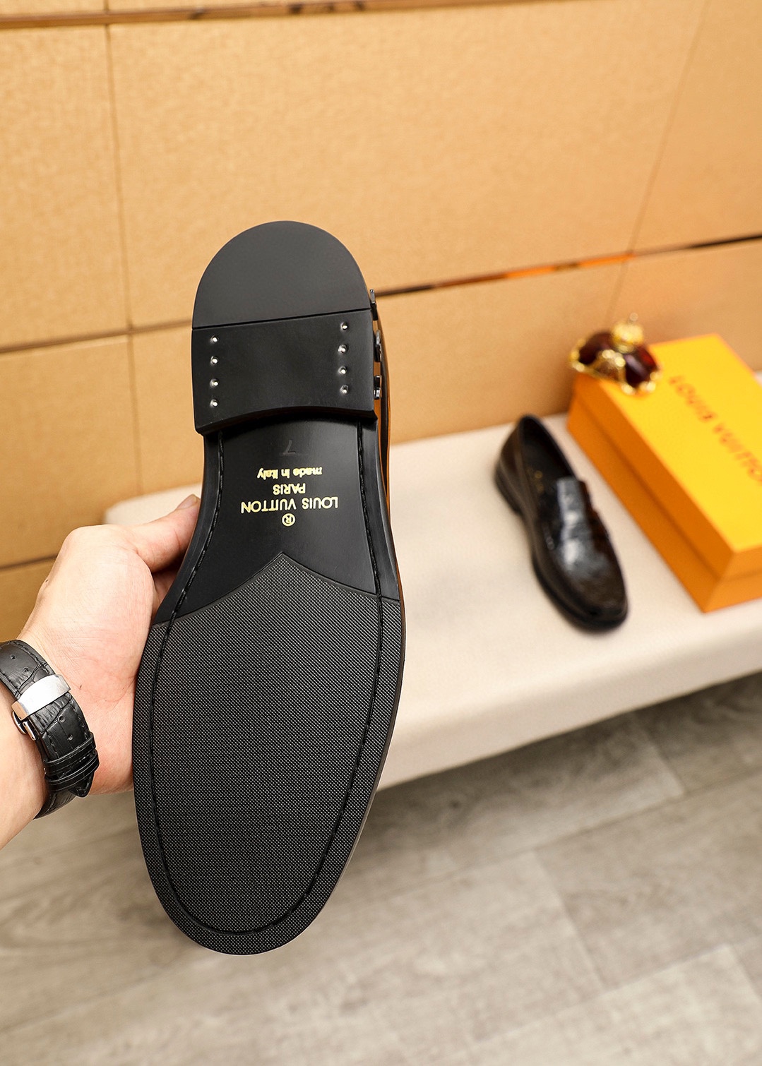 Louis Vuitton Men's Black Leather Loafers with Monogram - Size 38-44 10 i1742095679 8979 8