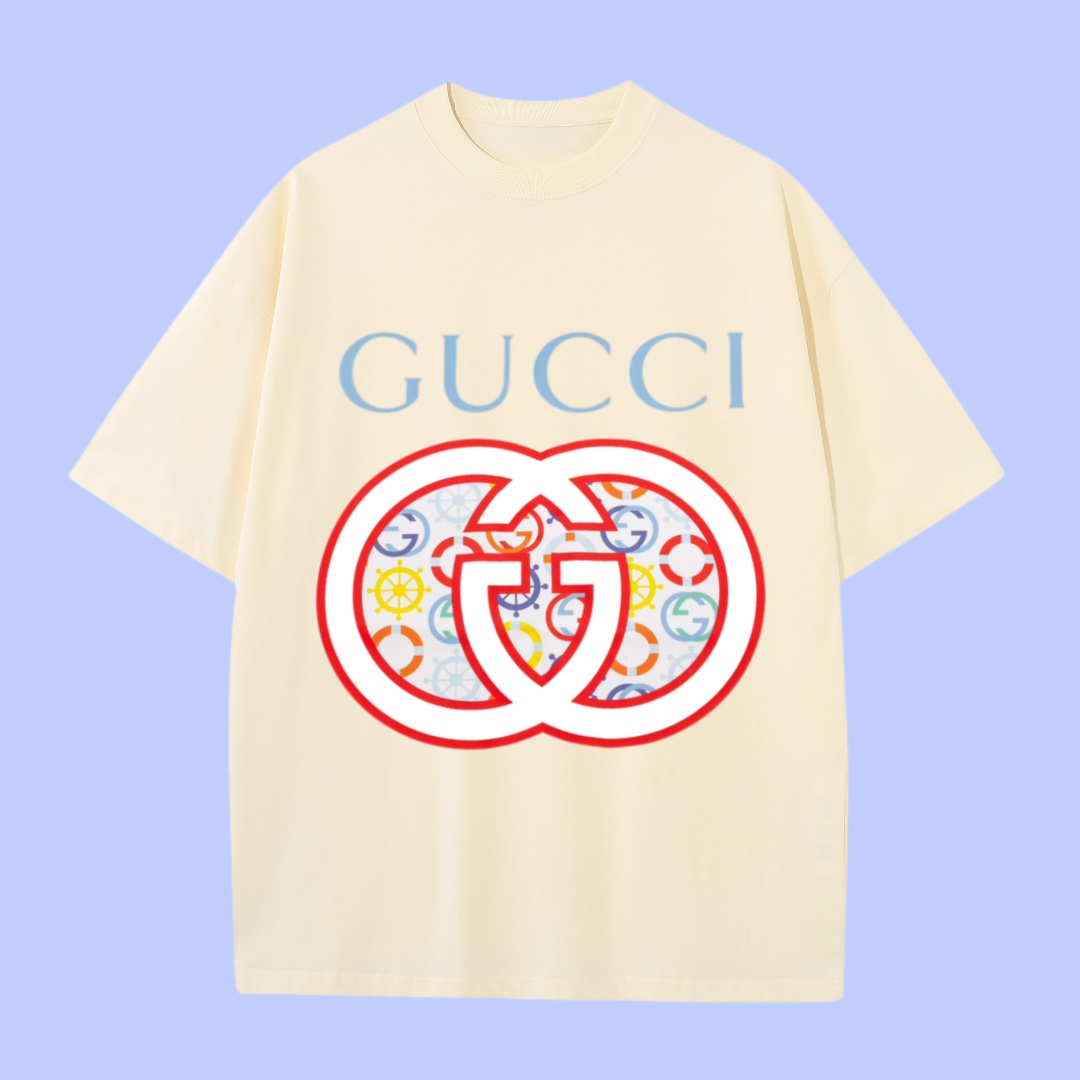 (Cooperación y beneficio mutuo) Alta calidad GUCCI 2025Fall Colección Primavera-Verano Camiseta de manga corta con logo…