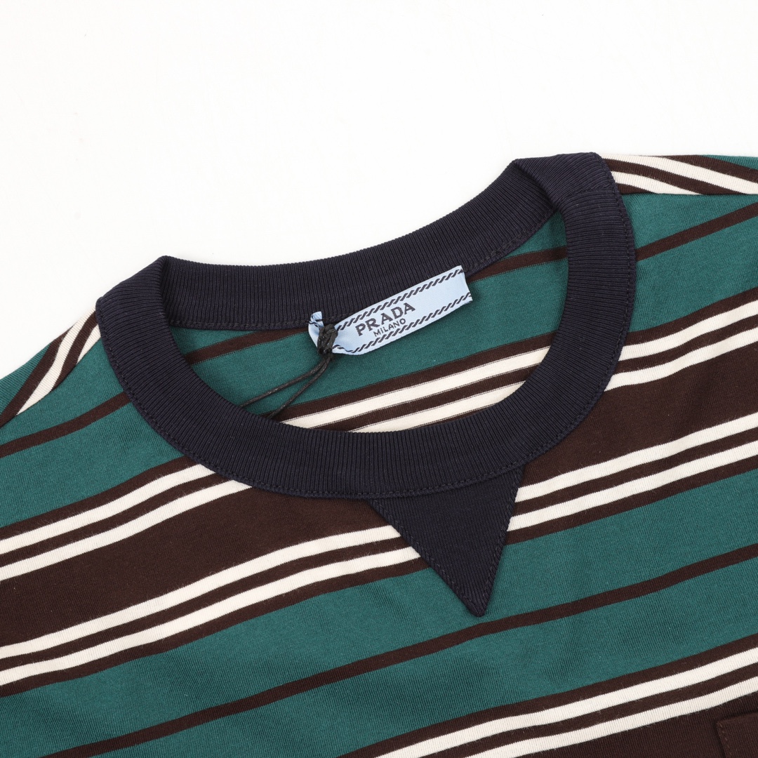 Prada Striped Short Sleeve Shirt: Classic Fashion with Unique Design Elements - 图片 3