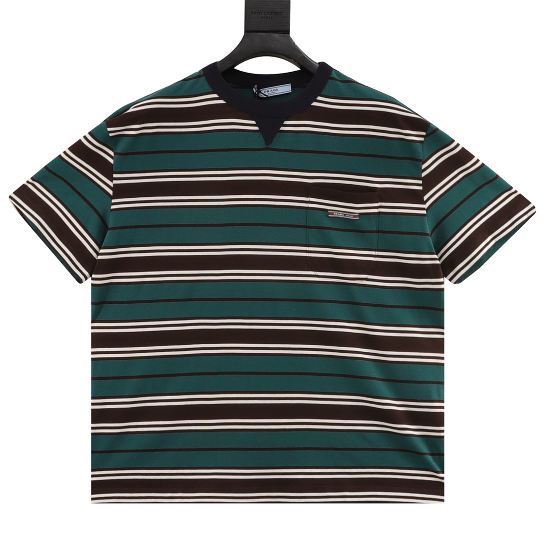 Prada Striped Short Sleeve Shirt: Classic Fashion with Unique Design Elements - 图片 1