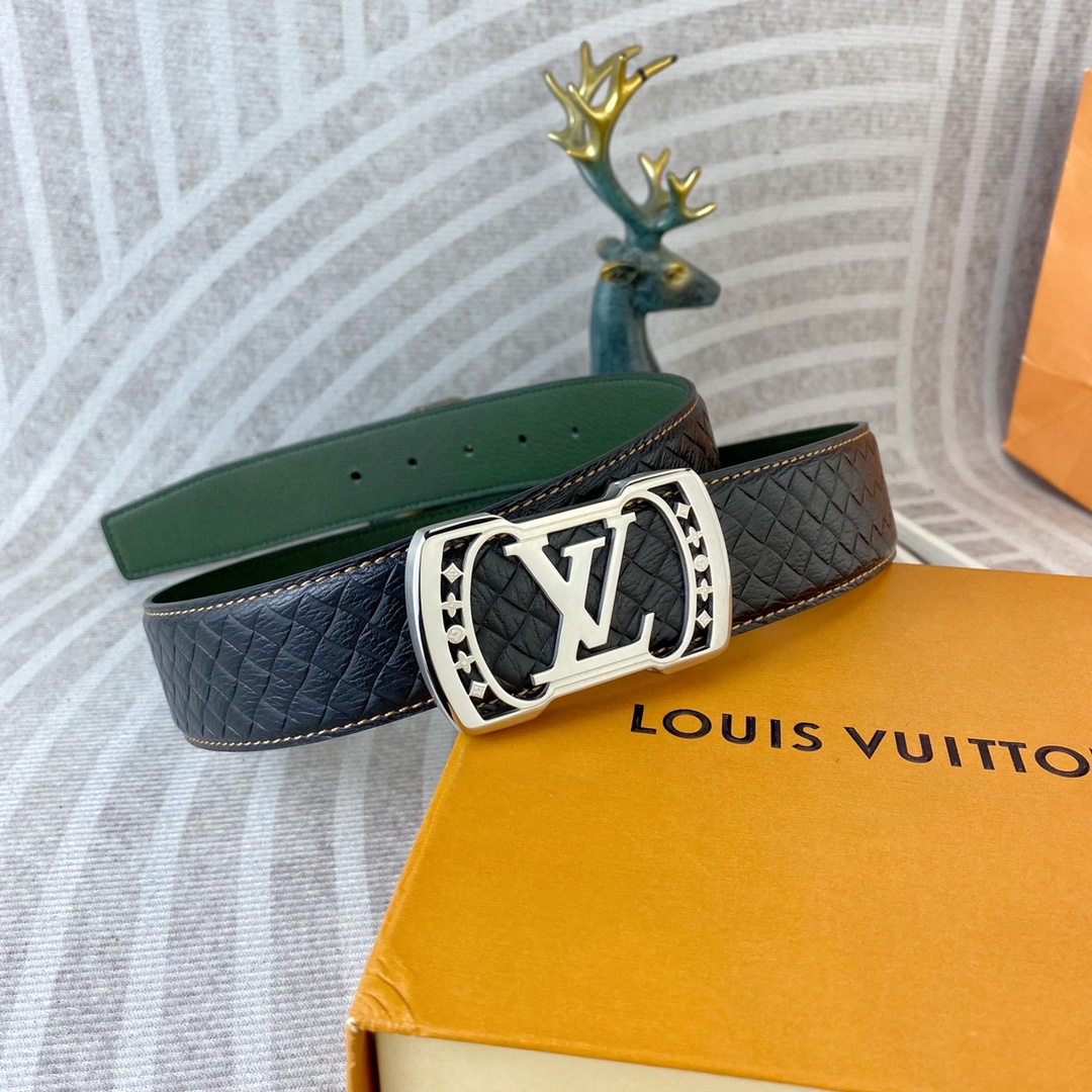 LV💕 特种皮腰带系列 ，原厂五金精品不锈钢扣，手感柔软舒适 宽3.8CM。