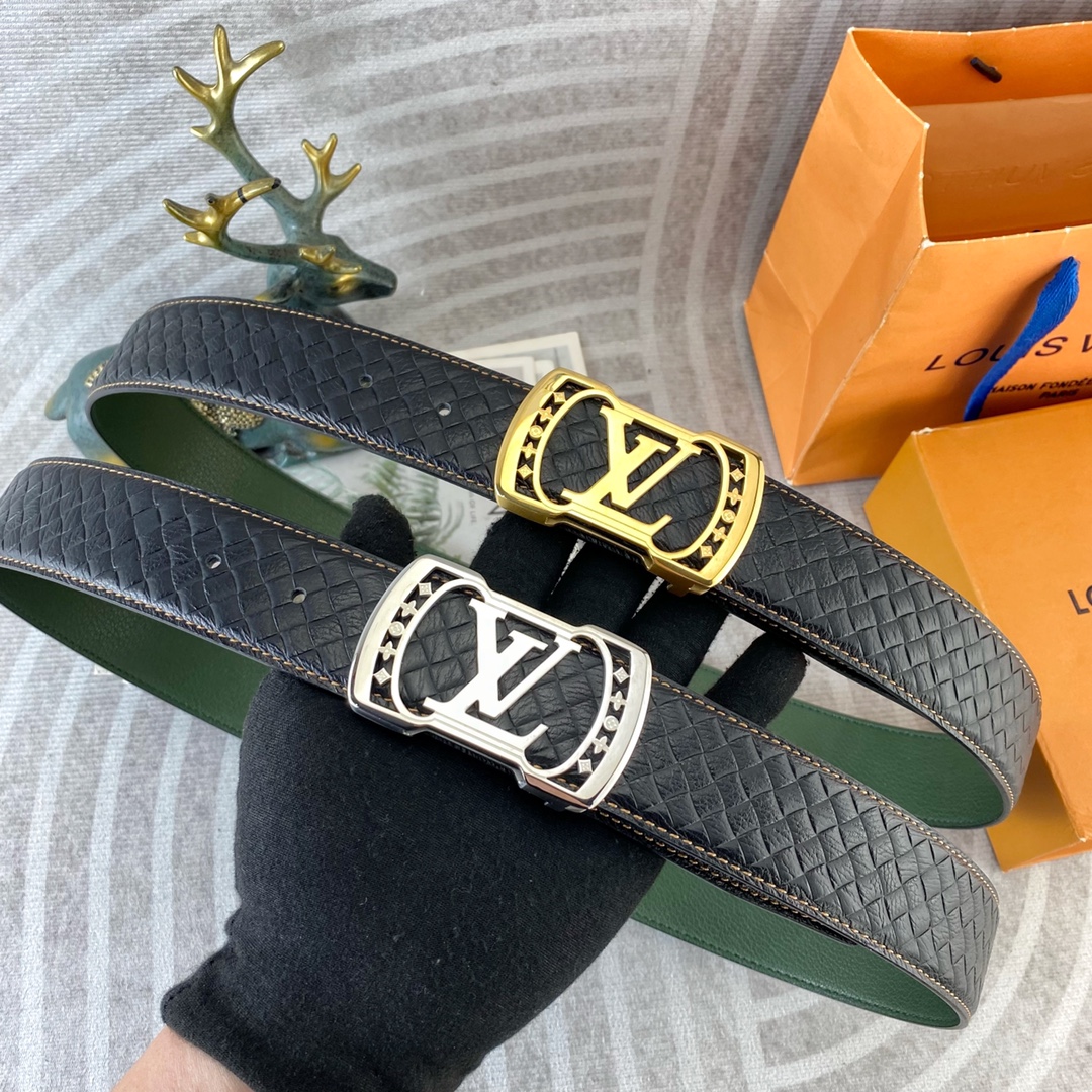 LV💕 特种皮腰带系列 ，原厂五金精品不锈钢扣，手感柔软舒适 宽3.8CM。