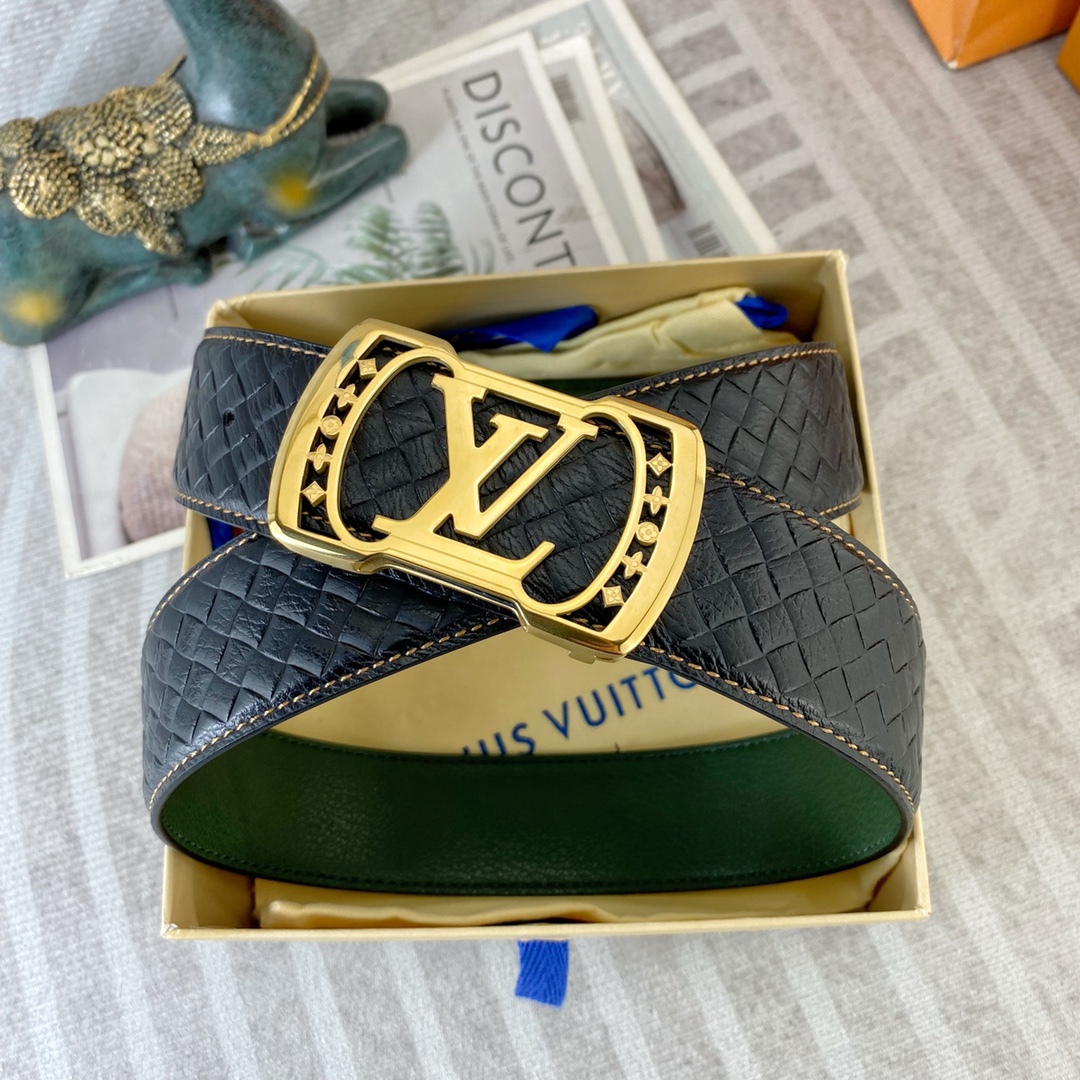 LV💕 特种皮腰带系列 ，原厂五金精品不锈钢扣，手感柔软舒适 宽3.8CM。