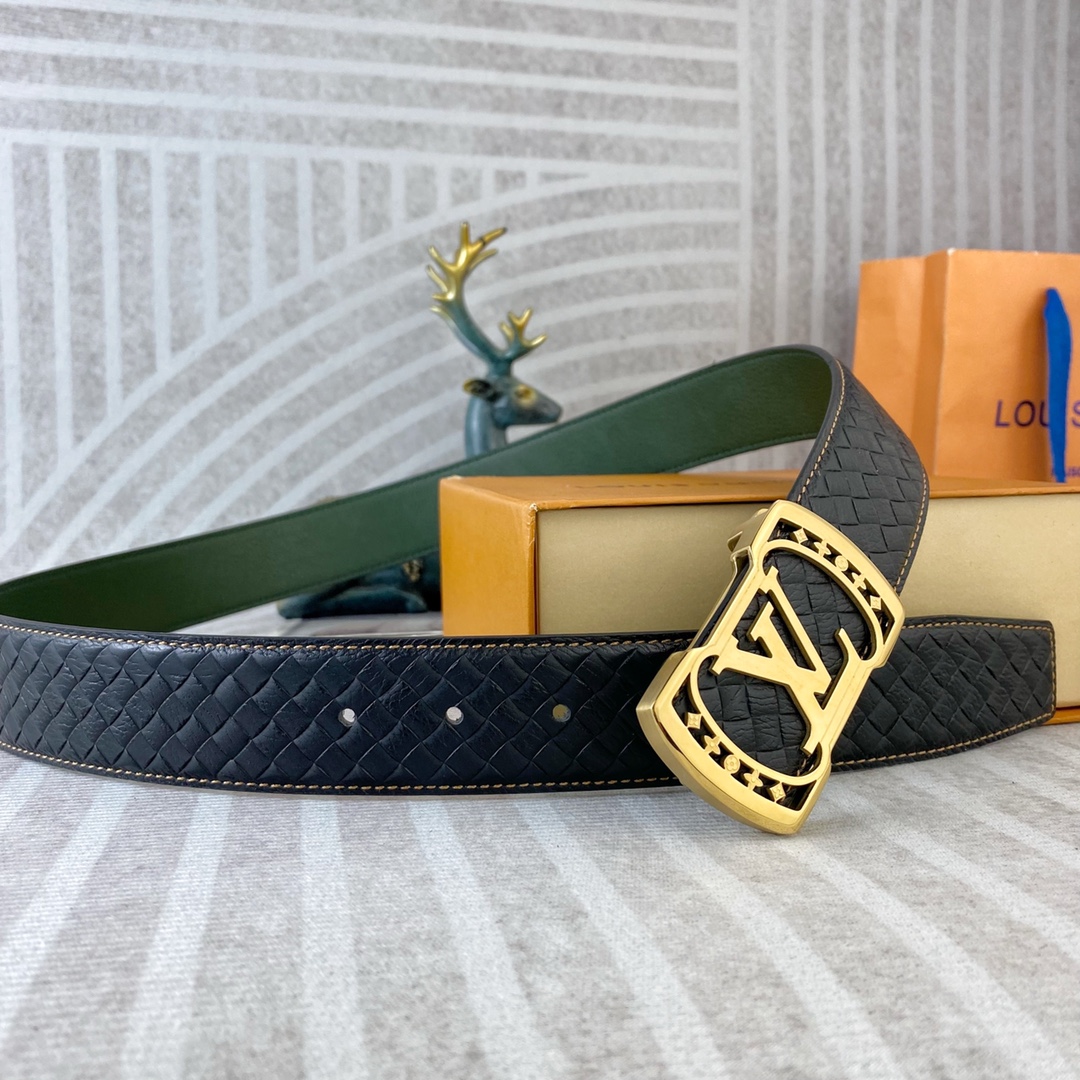 LV💕 特种皮腰带系列 ，原厂五金精品不锈钢扣，手感柔软舒适 宽3.8CM。