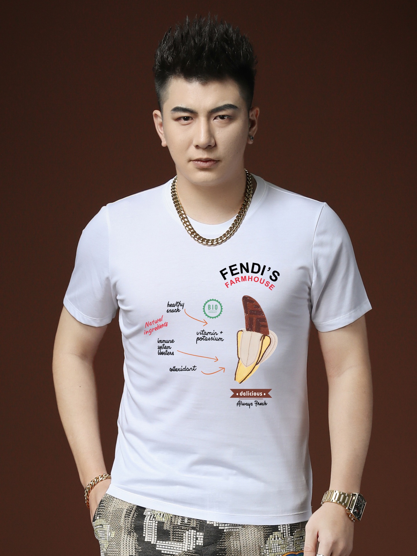 Fendi 品牌【FENDI 芬迪】(胖子福音) 男士休闲短袖T恤 2025春夏新品