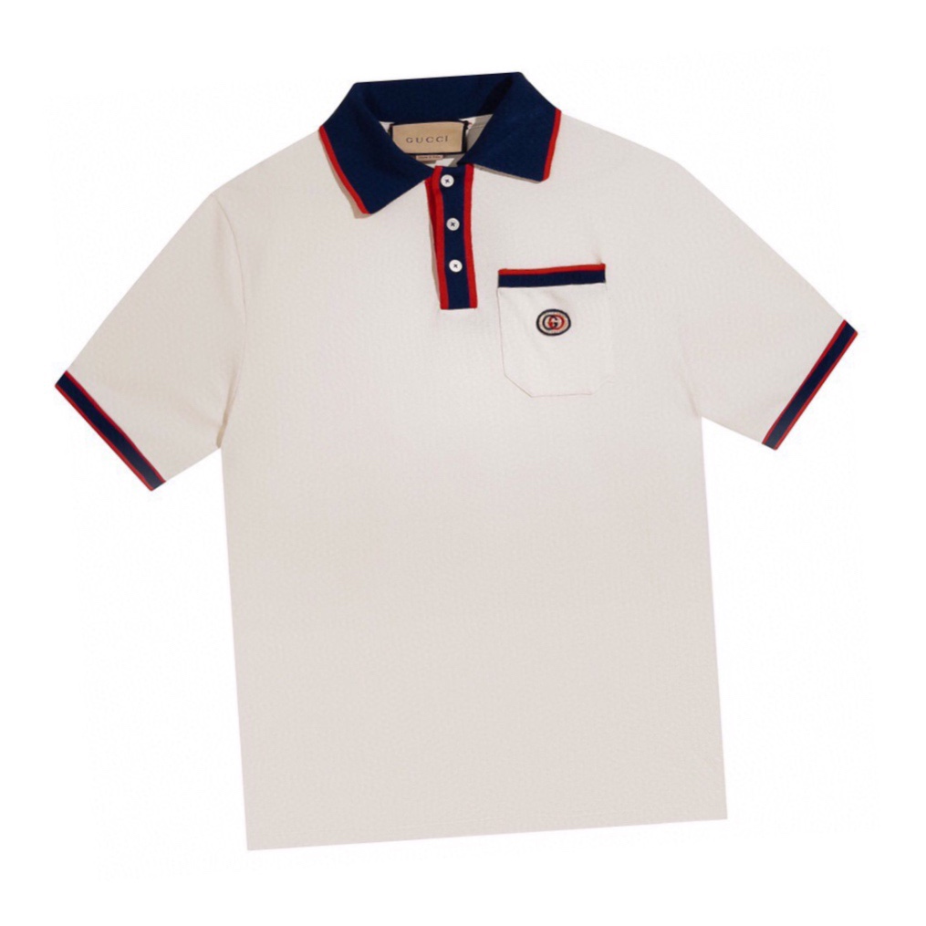 古驰/Gucci 夏季新品 口袋小双G刺绣翻领短袖polo衫