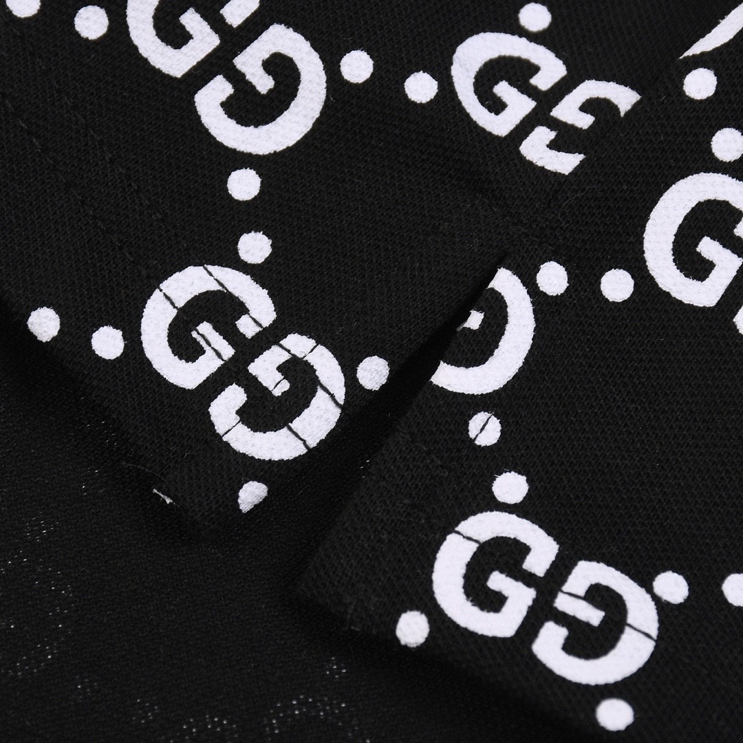 古驰/Gucci 夏季新款 满印小字母印花翻领短袖polo衫