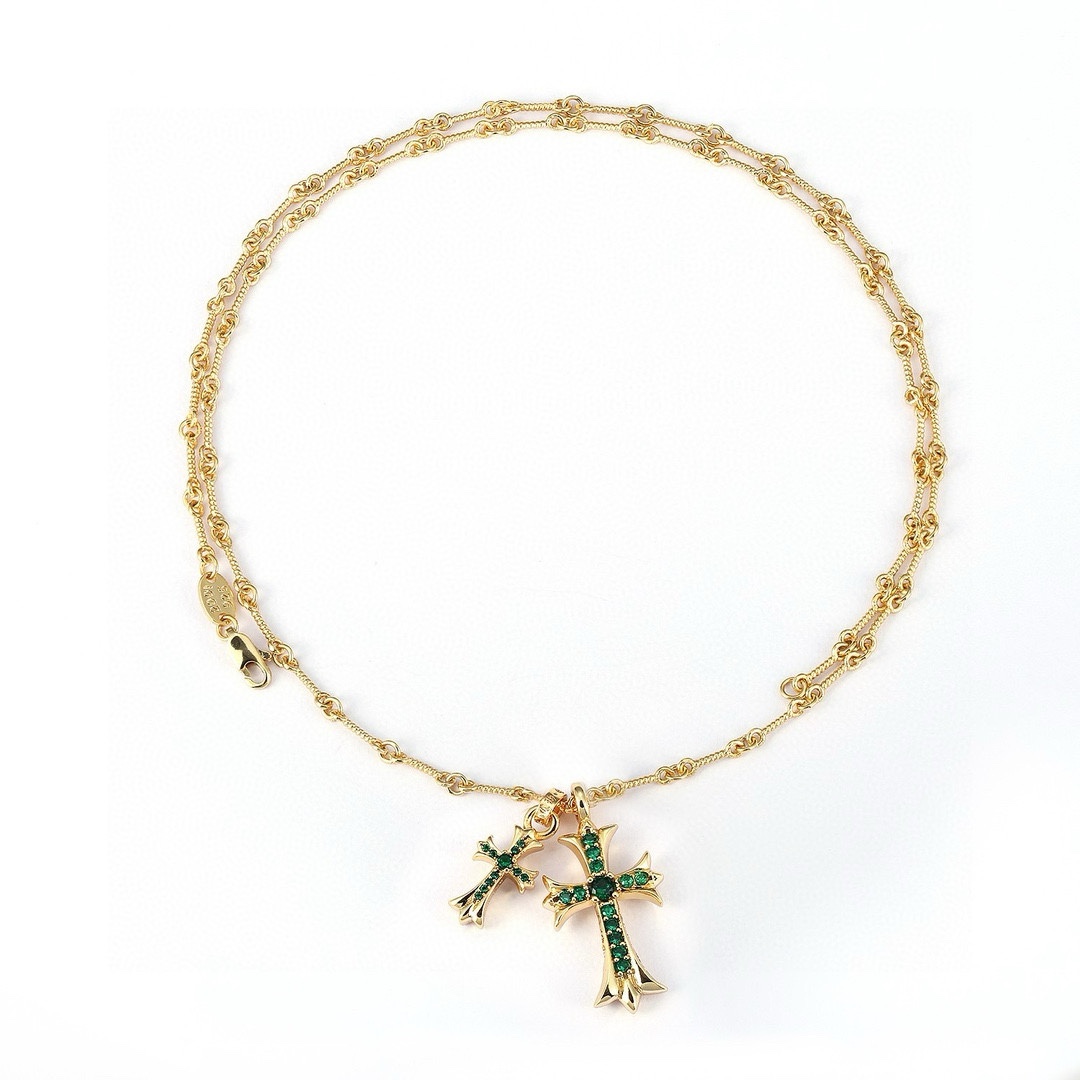NO:107673,Chrome Hearts Cross Necklace Green Diamond Black Diamond Red Diamond, Multiple Color Selections Seiko Quality, Original Reproduction, Jewelry Boutique, Chrome Hearts, Chrome Hearts, Necklace19860909Chrome Hearts  克罗心 十字架项链 绿钻 黑钻 红钻,多种颜色选择 精工品质,原版复刻,饰品精品,chrome hearts,chrome hearts,necklace,Jewelry