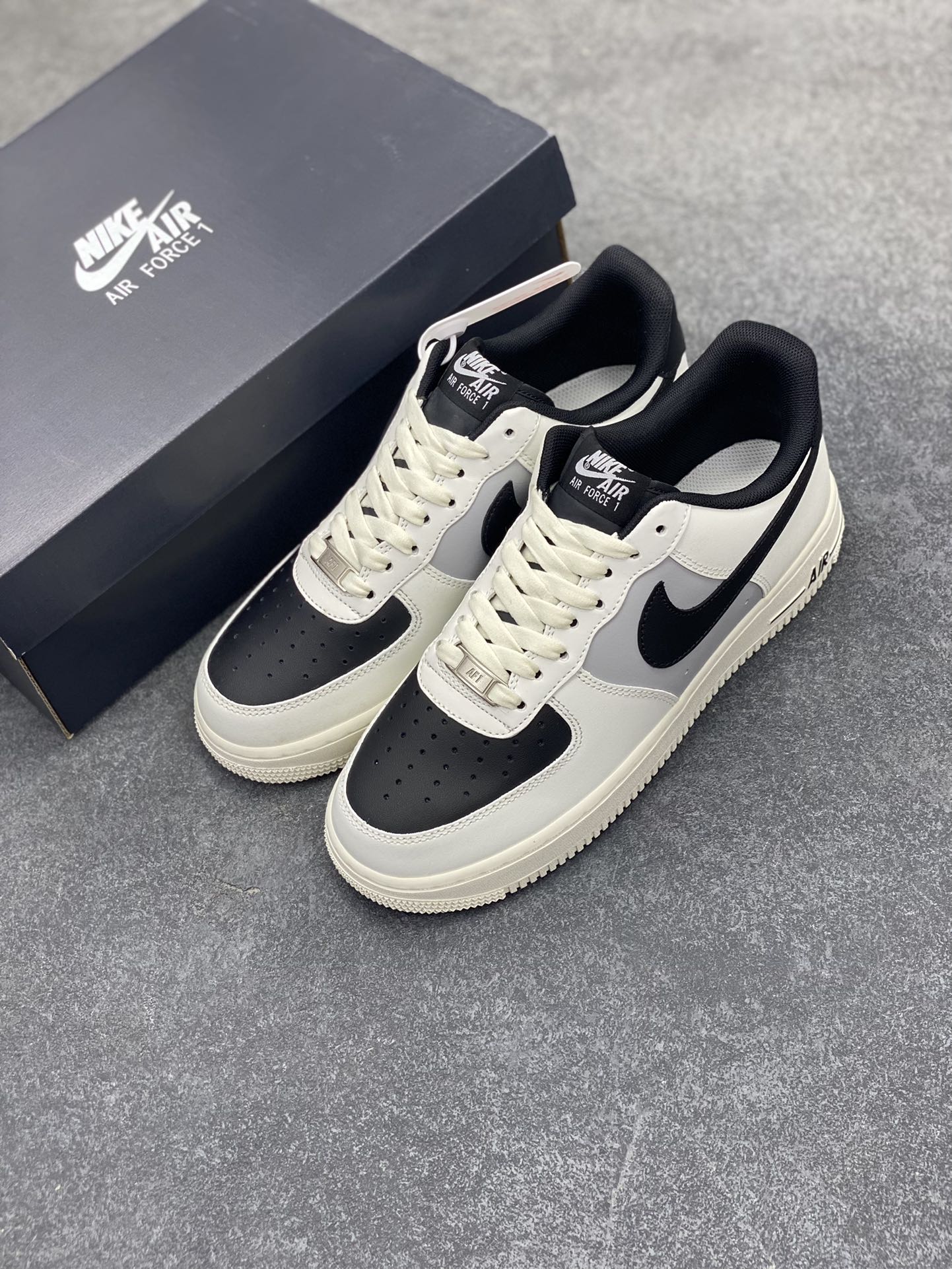 图片[8]-Nike Air Force 1 Low \’07 “米黑灰拼接”低帮空军一号休闲板鞋 定制皮料 3M反光 原楦原纸板 纯正版型 清洁度完美 内置全掌气垫 货号：RS2696-112 尺码：36 36.5 37.5 38 38.5 39 40 40.5 41 42 42.5 43 44 44.5 45-选品中心