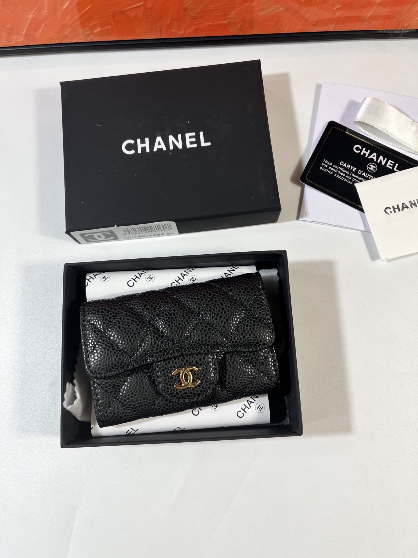 CHANEL cf系列魚子酱牛皮カードケース - 実用的なデザイン
