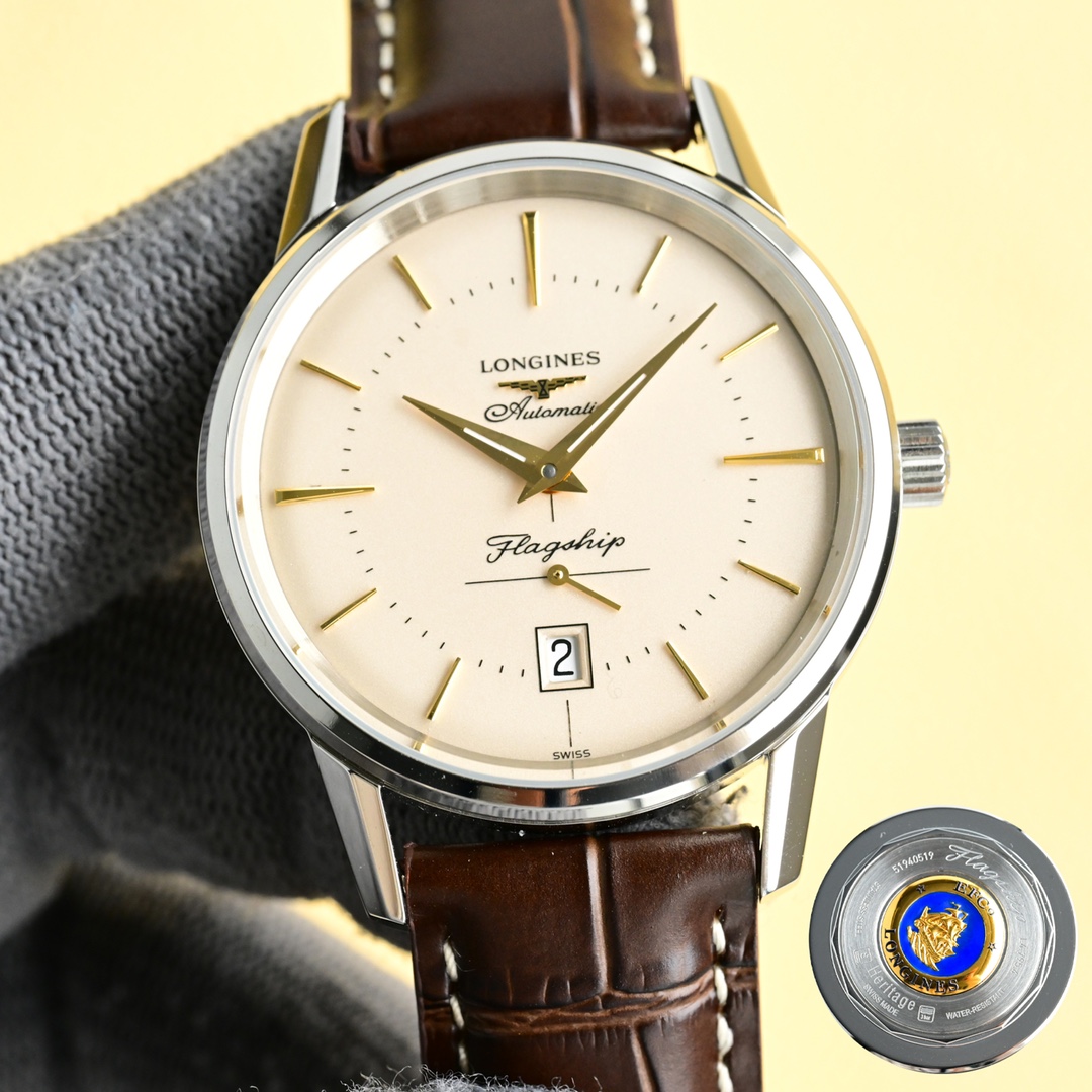 NO:148630,Unified TW Taiwan Factory's latest production of Longines classic replica series L4.795.4.78.2, the watch movement uses 2895 integrated machine to convert Cal.L615 movement, and sapphire-plated anti-glare film mirror. Longines perfectly reproduces the legendary watch with modern craftsmanship based on its long-standing historical genes. The replica watch is made of stainless steel to create a case with a diameter of 38.5 mm. The simple and elegant white dial is paired with golden strip hour markers. The sword-shaped pointer is also designed with gold. A date display window is set up at 6 o'clock, and a small pointer design is set up above, with a harmonious and natural overall layout.,,longines19860909统一 TW台湾厂最新出品浪琴经典复刻系列L4.795.4.78.2,腕表机芯采用2895一体机改Cal.L615机芯,蓝宝石镀防眩光膜镜面. 浪琴基于其悠久的历史基因将传奇表款以现代工艺完美再现,复刻系列腕表采用精钢材质打造表壳,直径为38.5毫米,素雅白色盘面上搭配金色条状时标,剑形指针同样采用金色设计,6点位置设立了一个日期显示窗口,上方则设立了一个小指针设计,整体布局和谐自然.,,longines,Watch