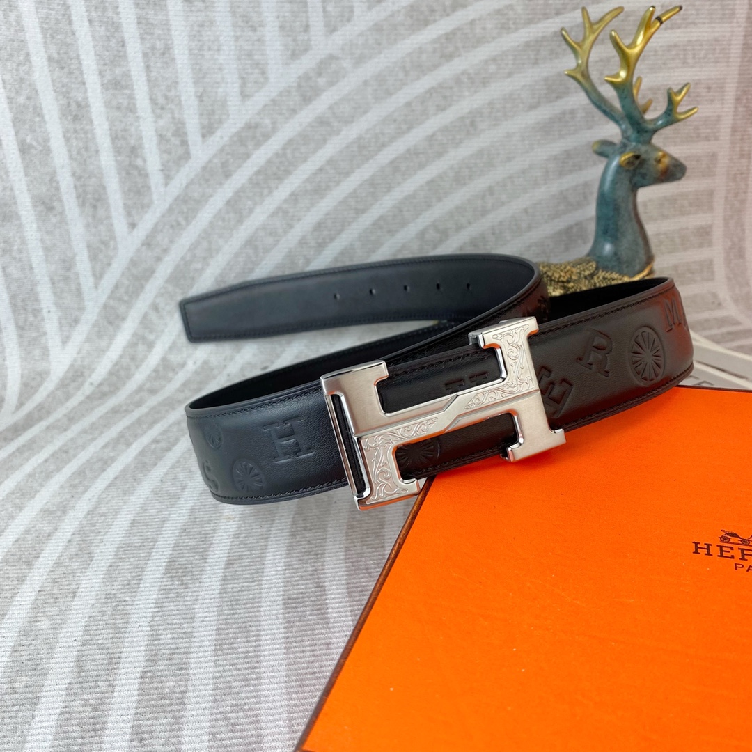 爱马仕💕 特种皮腰带系列 ，原厂五金精品不锈钢扣，手感柔软舒适 宽3.8CM。