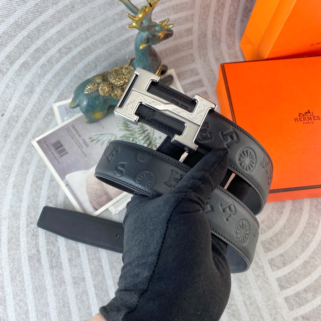 爱马仕💕 特种皮腰带系列 ，原厂五金精品不锈钢扣，手感柔软舒适 宽3.8CM。