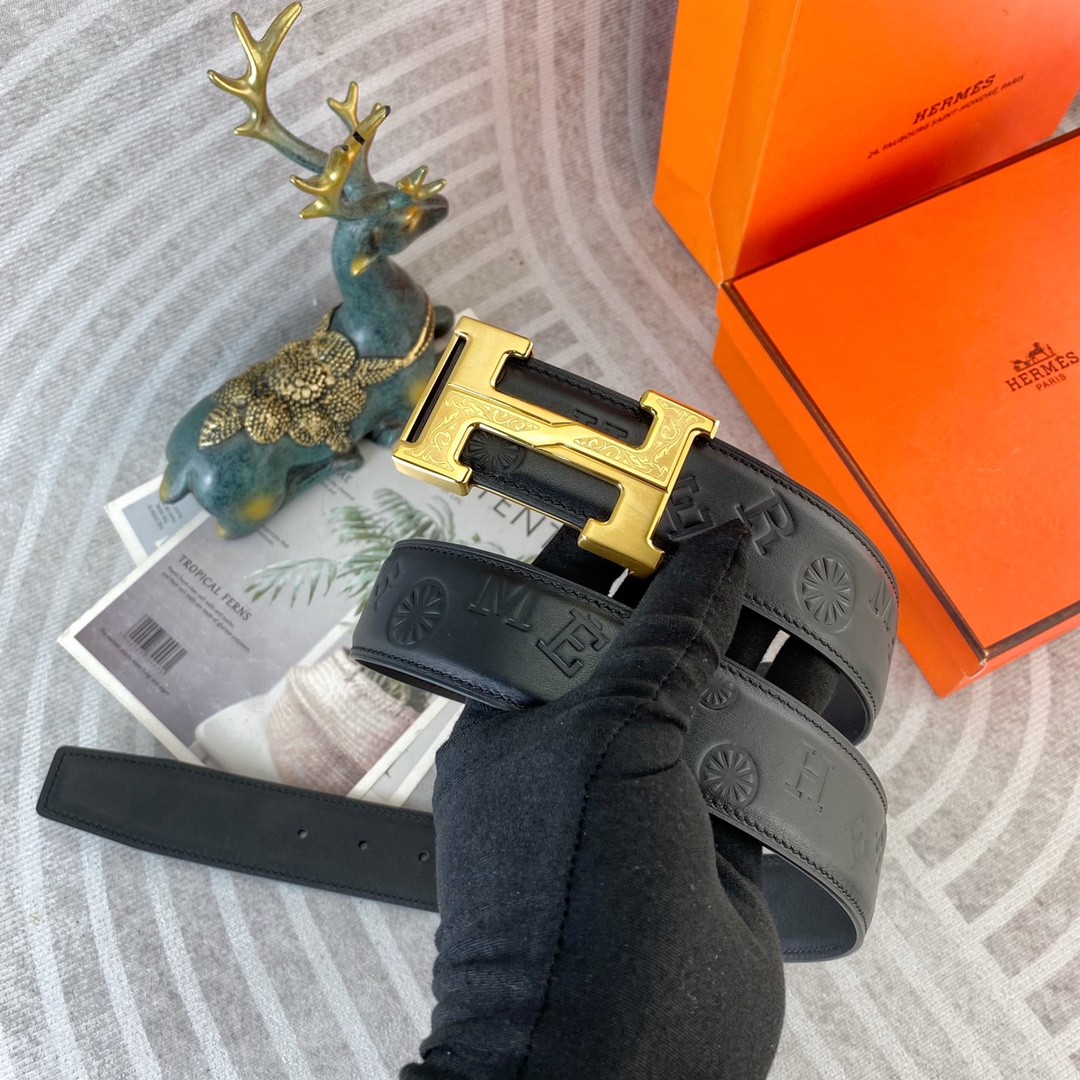 爱马仕💕 特种皮腰带系列 ，原厂五金精品不锈钢扣，手感柔软舒适 宽3.8CM。