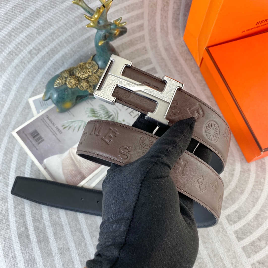 爱马仕💕 特种皮腰带系列 ，原厂五金精品不锈钢扣，手感柔软舒适 宽3.8CM。