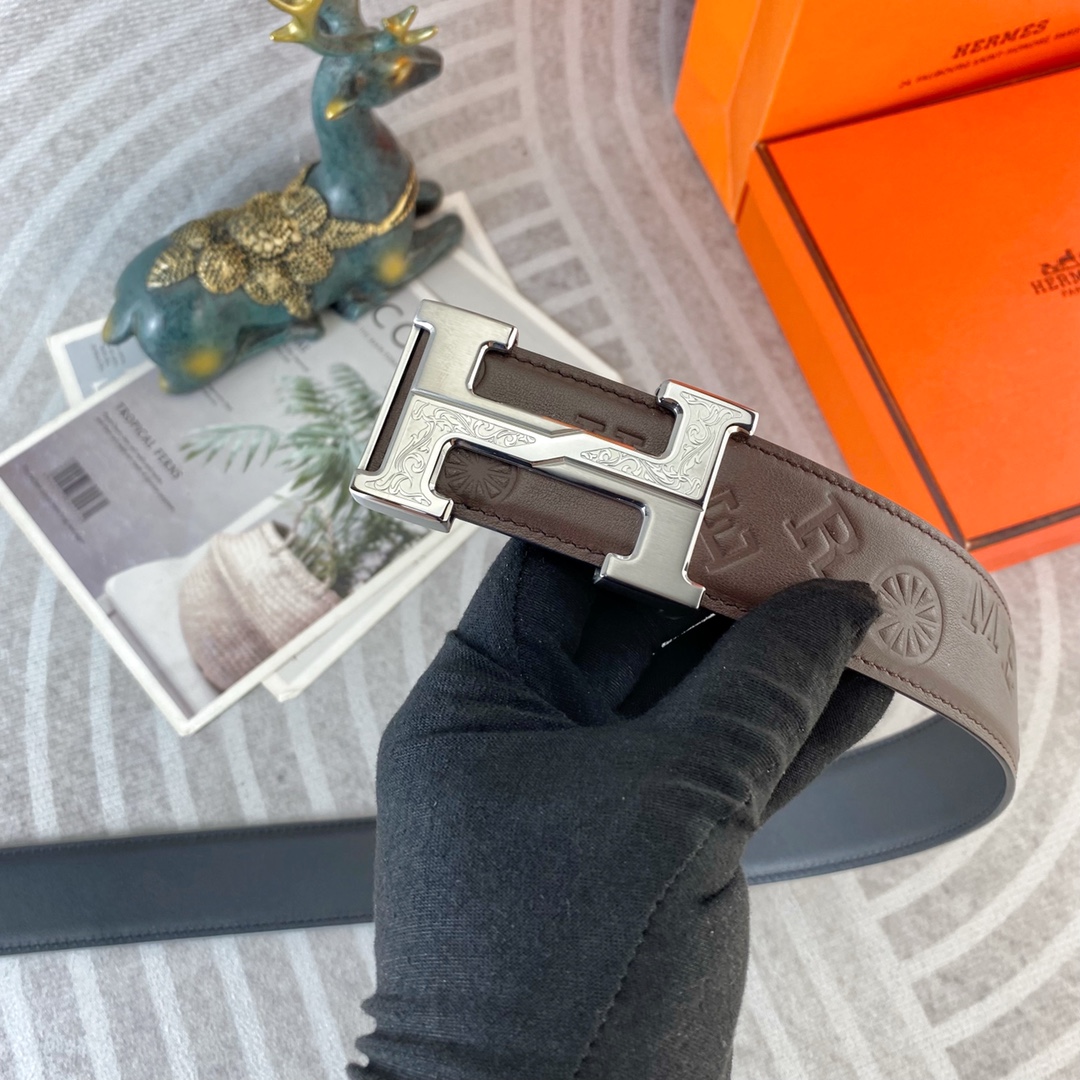 爱马仕💕 特种皮腰带系列 ，原厂五金精品不锈钢扣，手感柔软舒适 宽3.8CM。