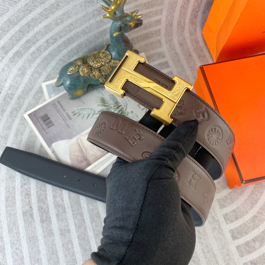爱马仕💕 特种皮腰带系列 ，原厂五金精品不锈钢扣，手感柔软舒适 宽3.8CM。