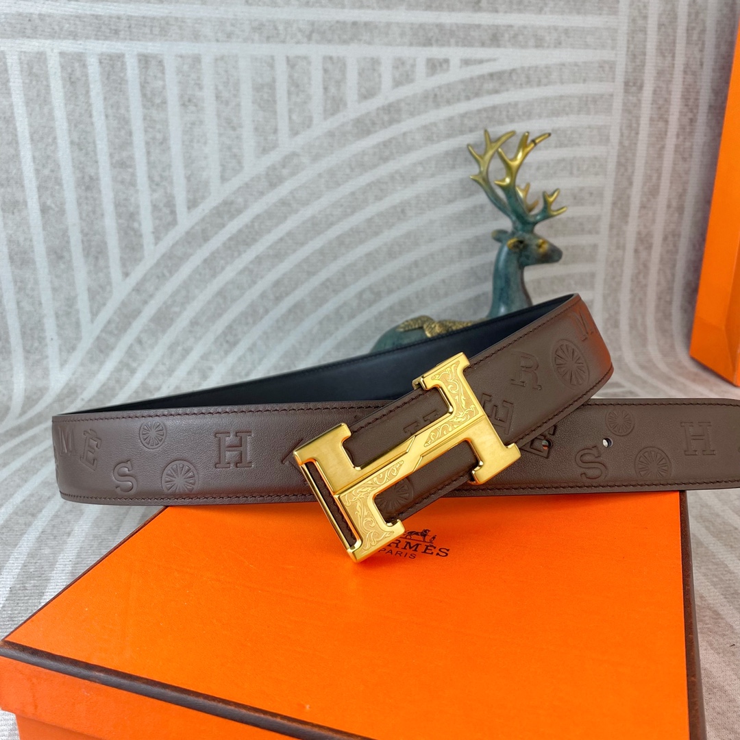 爱马仕💕 特种皮腰带系列 ，原厂五金精品不锈钢扣，手感柔软舒适 宽3.8CM。