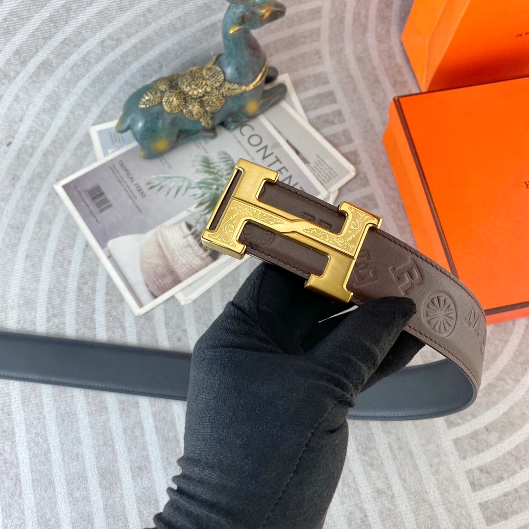 爱马仕💕 特种皮腰带系列 ，原厂五金精品不锈钢扣，手感柔软舒适 宽3.8CM。