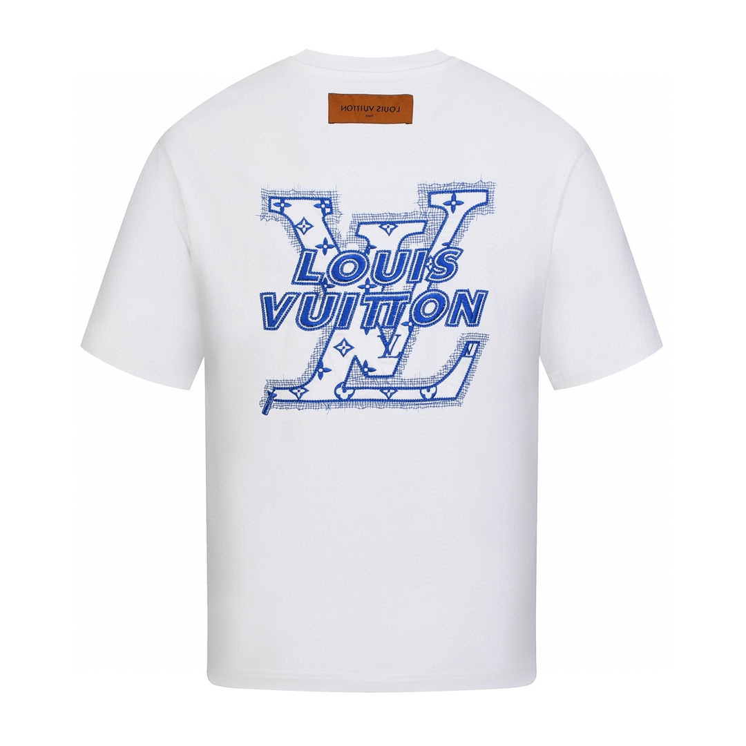 路易威登/Louis Vuitton 夏季新款 前后立体字母刺绣圆领短袖T恤