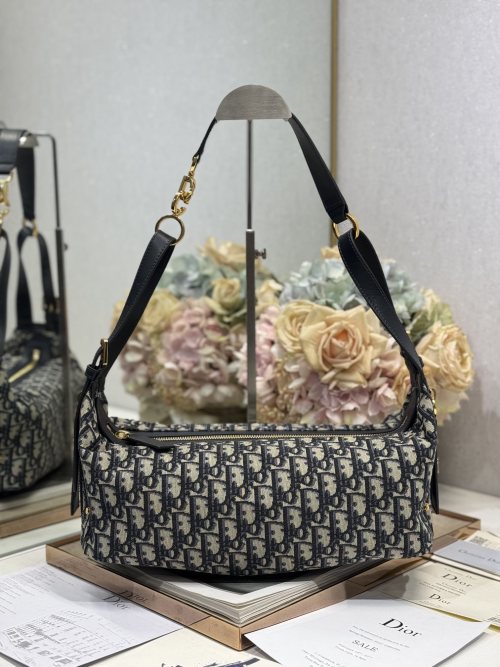 Dior D-Journey Medium Bag Blue Oblique Jacquard with Leather Trim 1 Dior D-Journey Medium Bag Blue Oblique Jacquard with Leather Trim