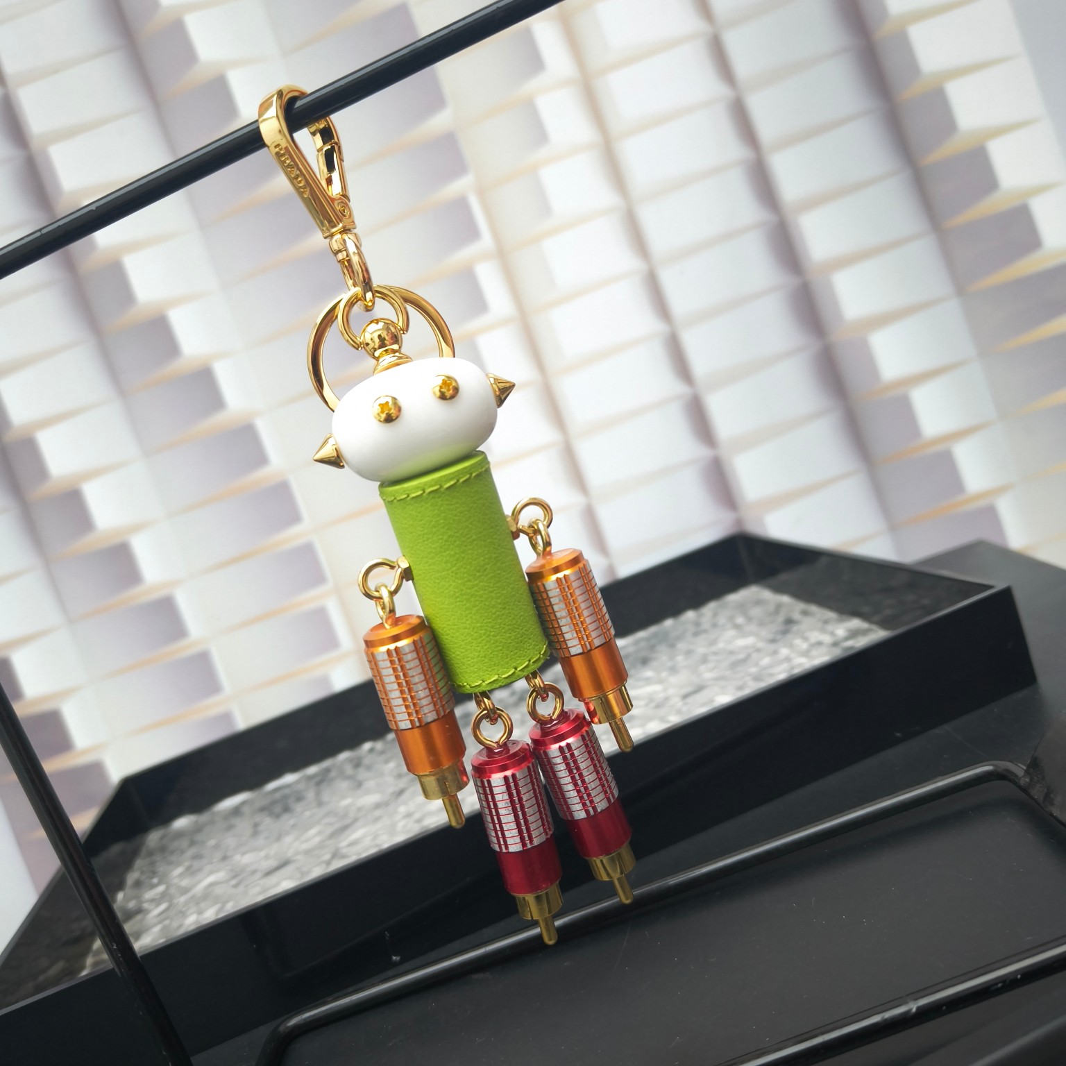 Prada Saffiano Cow-Skin Key Ring with Logo: Stylish and Functional Accessories