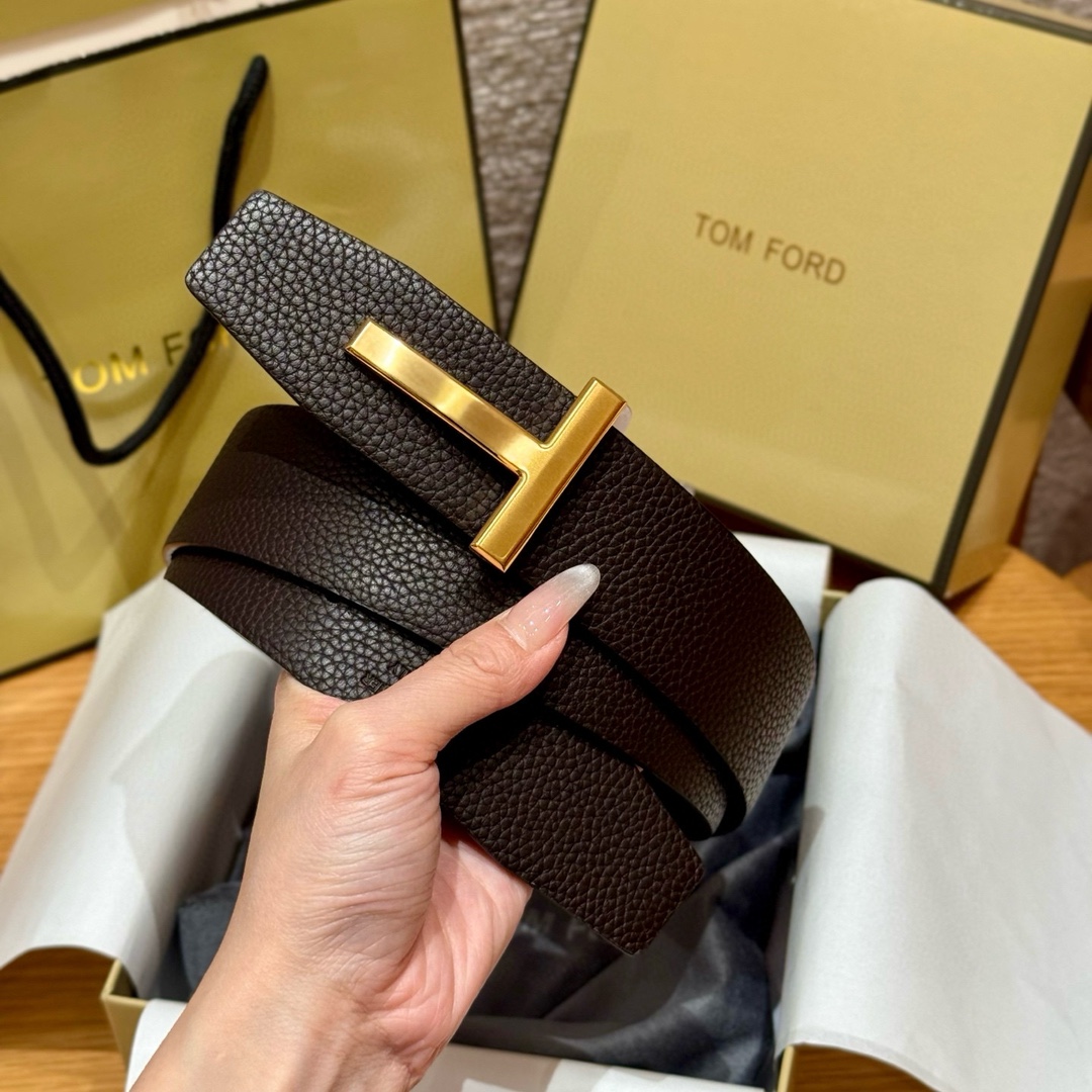 Tom Ford Classic T Logo Leather Belt for Men - Italian Made, 3.8cm Width 3 i1742616053 2559 1