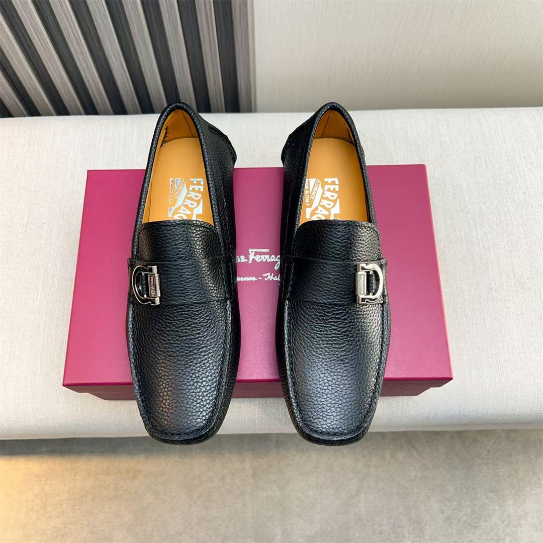 Ferragamo Style Black Leather Men's Shoes Men's Shoes Men's Shoes detail image 4 from source 783436