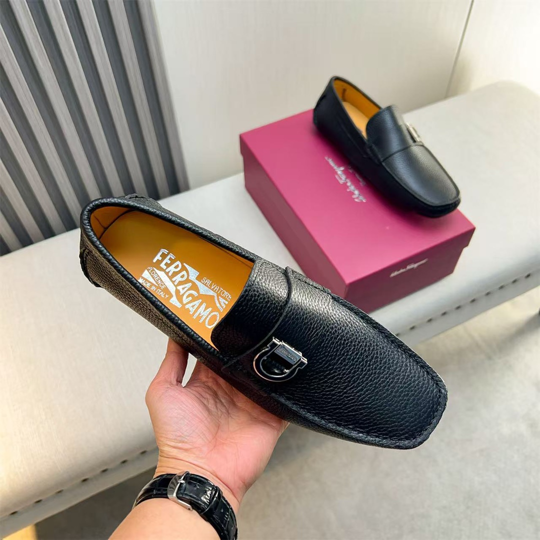 Ferragamo Style Black Leather Men's Shoes Men's Shoes Men's Shoes detail image 5 from source 783436