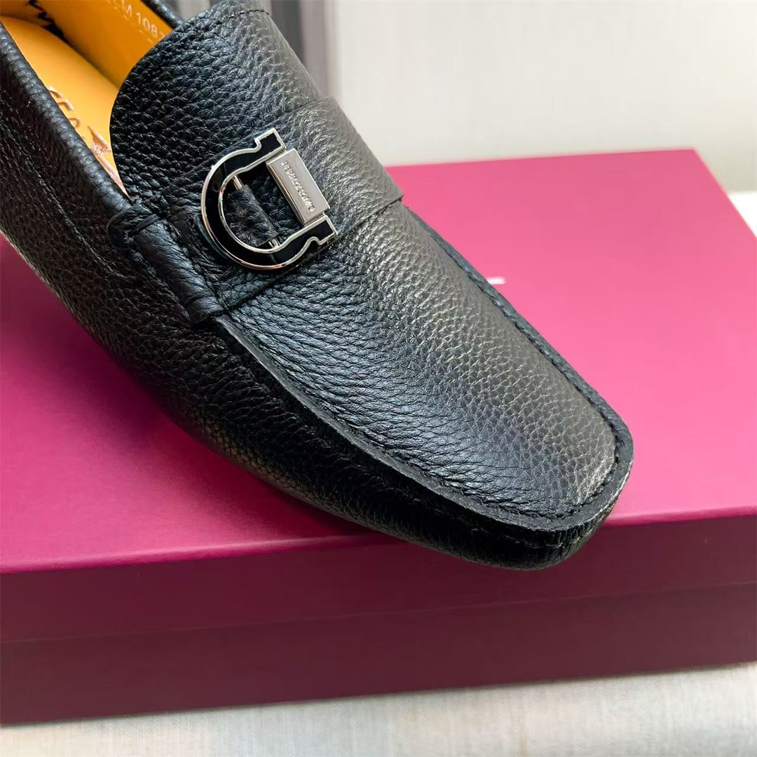 Ferragamo Style Black Leather Men's Shoes Men's Shoes Men's Shoes detail image 7 from source 783436