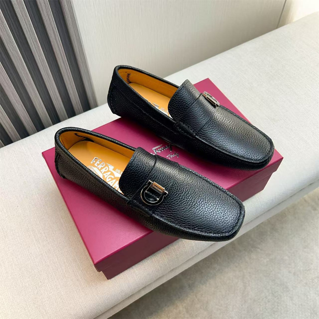Ferragamo Style Black Leather Men's Shoes Lookbook Reference image 2