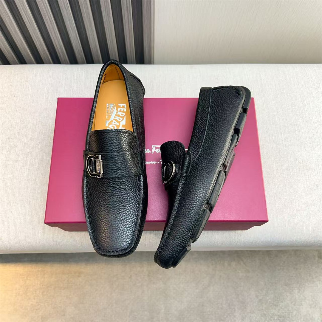 Ferragamo Style Black Leather Men's Shoes Lookbook Reference image 1