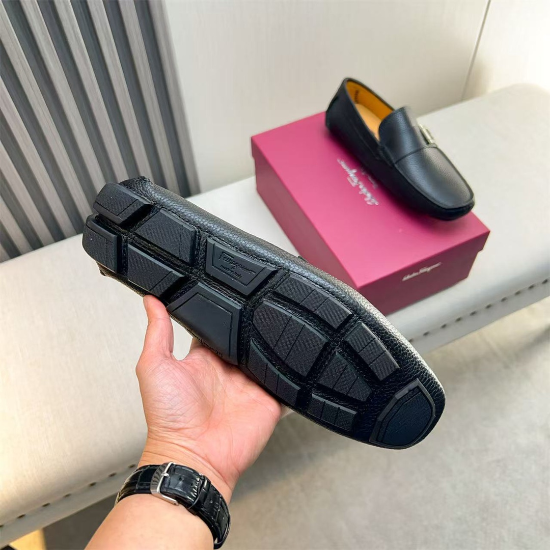 Ferragamo Style Black Leather Men's Shoes Men's Shoes Men's Shoes detail image 9 from source 783436