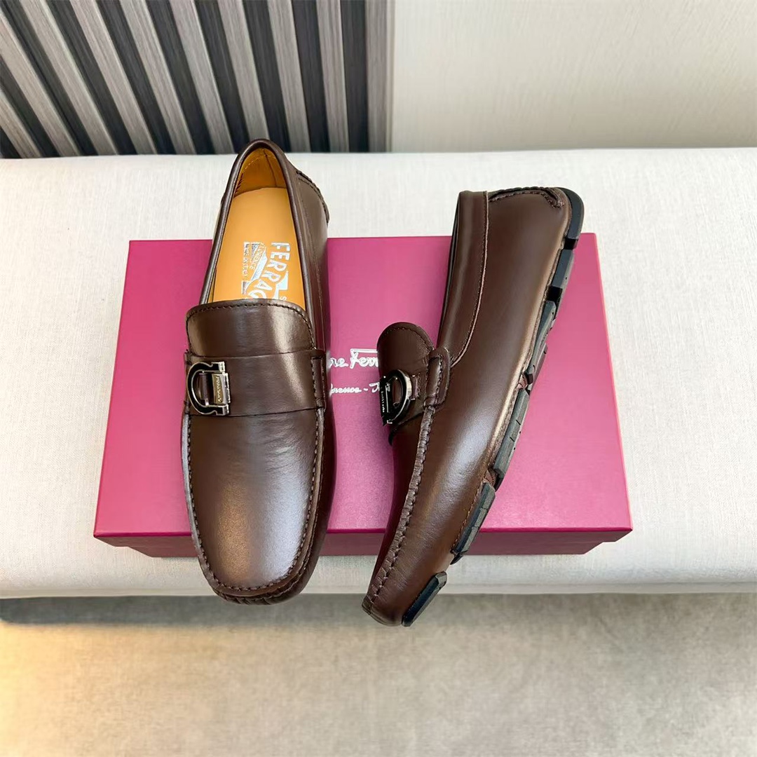 Ferragamo Style Black Leather Men's Shoes Lookbook Reference image 2