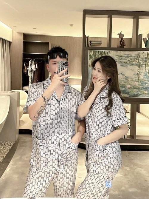 Gucci Couple Summer Pajamas Set, Luxurious Comfort, Breathable Silk Fabric 1 Gucci Couple Summer Pajamas Set, Luxurious Comfort, Breathable Silk Fabric