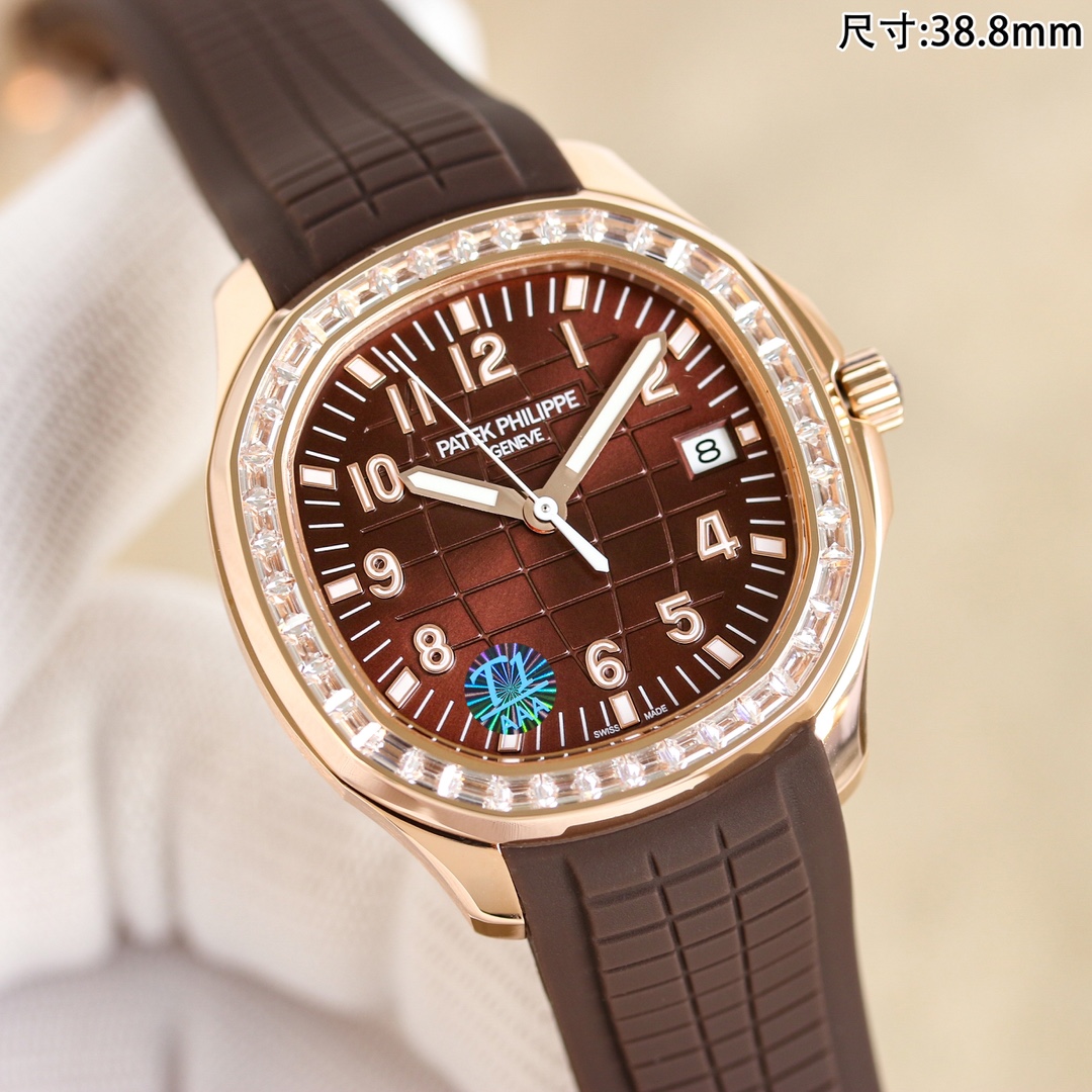 NO:148976,White-shell gold brick 50 new buckle 50 GRF factory launches 38.8mm Patek Philippe Grenade AQUANAUT series mechanical watch, 5167A/5168G/5167R series watches - exclusively developed and customized Patek Philippe PATEK PHILIPPE. Imported and modified 324SC movement, upgraded and improved the shortcomings of the market version, and the movement function savings last for about 55 hours. The quality is extremely stable. The product uses the bold design of the grenade shape to show the dynamic and fashionable charm of the wrist timepiece, and also demonstrates the men's yearning for the distance, without losing the elegance and exquisiteness, highlighting the temperament of Patek Philippe sports watches. [Case]  1. The case still retains a round octagonal appearance, made of 904 stainless steel, polished and polished to make it look more exquisite and gorgeous design style, the material is sturdy and durable, with a diameter of 38.8mm and a thickness of 8.9mm. 2. The flat part is consistent with the genuine product, the sides are frosted, and the flat part of the bezel is decorated with vertical satin patterns. While ensuring a beautiful color, it also takes into account the wear resistance. 3. The case and lugs are formed in one piece, with smooth lines and fitting the wrist. 4. The crown is also made of stainless steel. The screw-in design ensures the waterproof performance of the watch, and the anti-slip texture style design ensures that the watch can be accurately calibrated, ensuring that each watch is 100% waterproof test. [Watch strap/buckle]  The tape is made of natural 