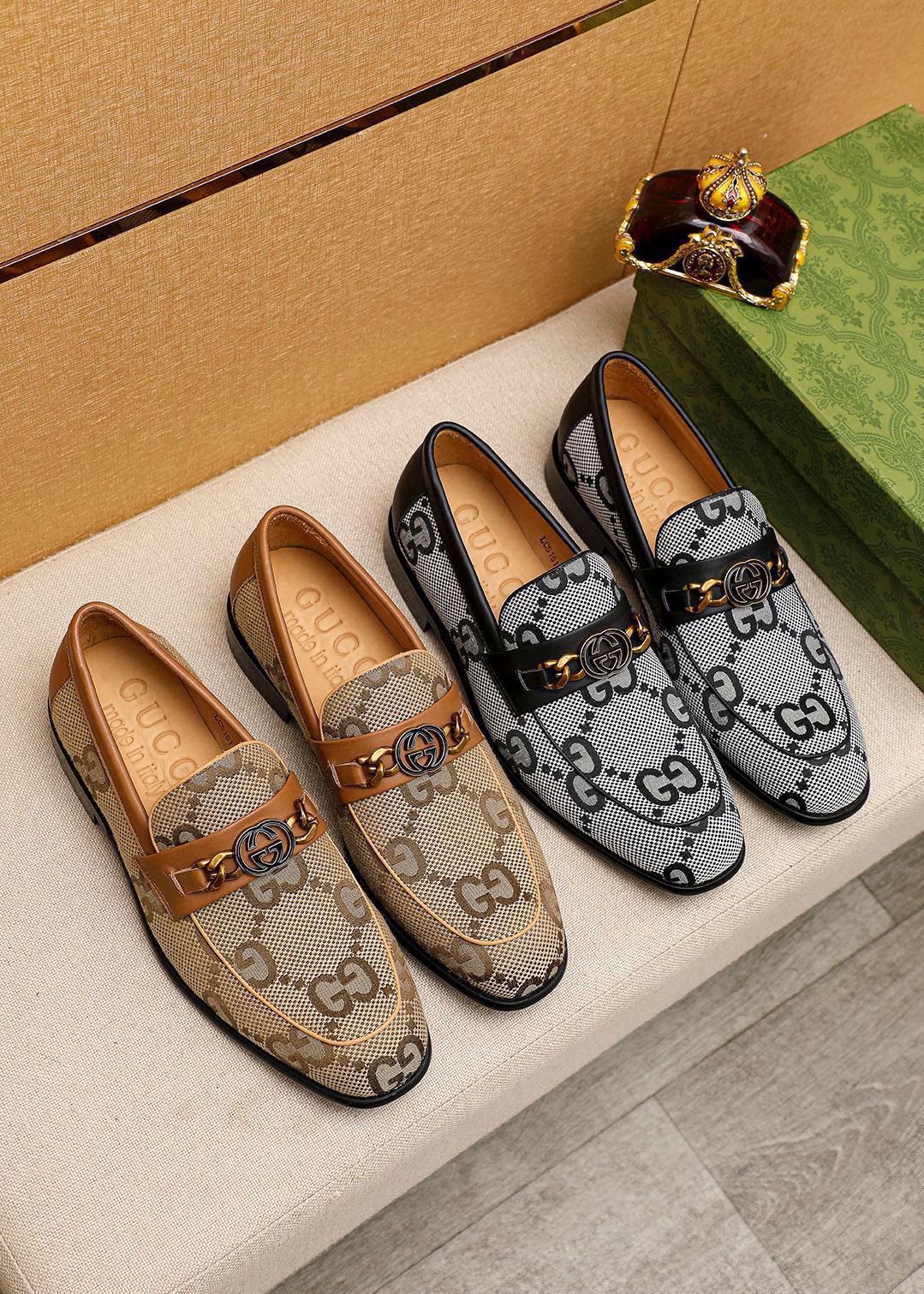 Gucci Men's Leather Loafers with GG Pattern and Horsebit Detail, Size 38-44 6 i1742796622 1781 4