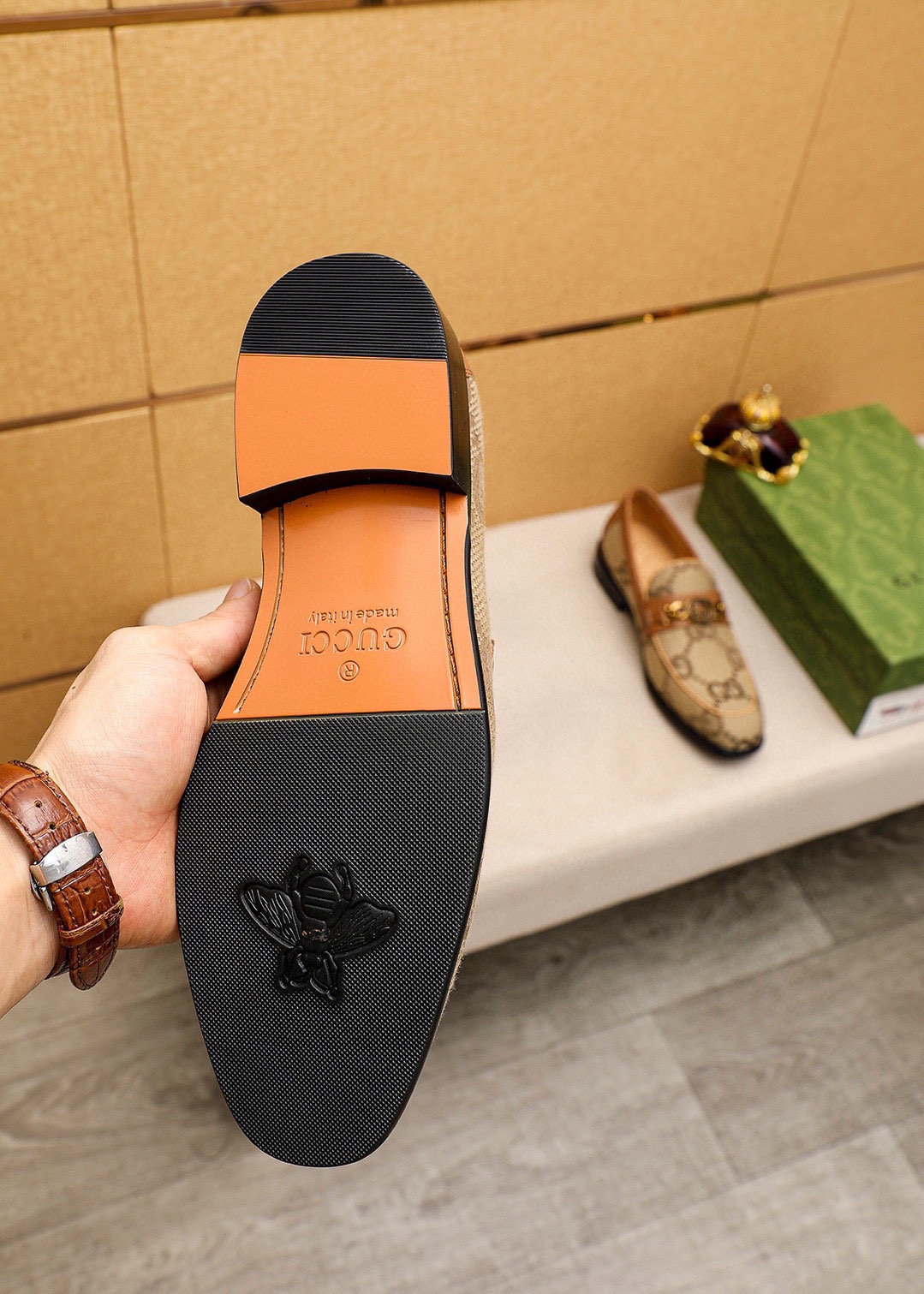 Gucci Men's Leather Loafers with GG Pattern and Horsebit Detail, Size 38-44 10 i1742796622 206 8