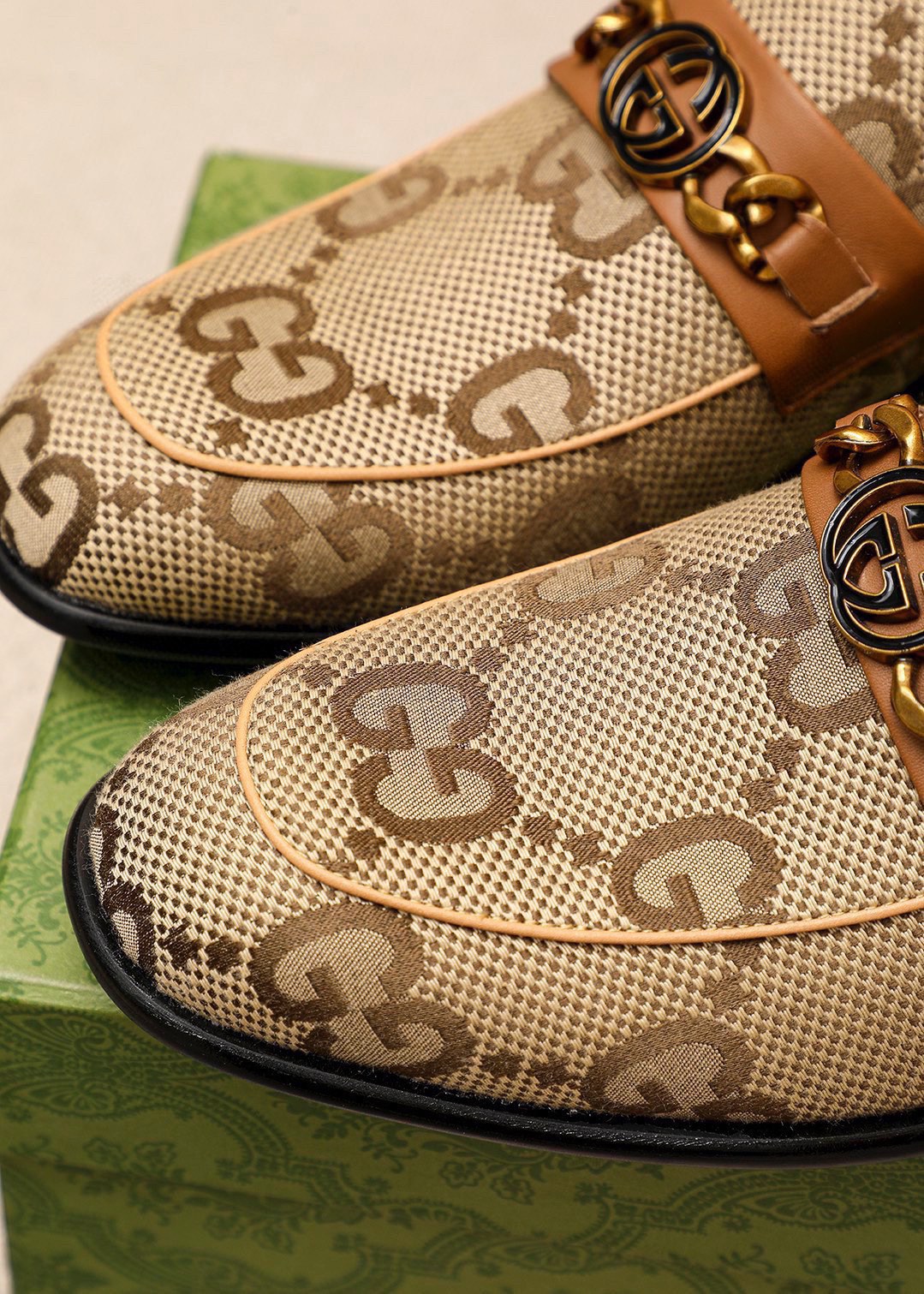 Gucci Men's Leather Loafers with GG Pattern and Horsebit Detail, Size 38-44 8 i1742796622 4900 6