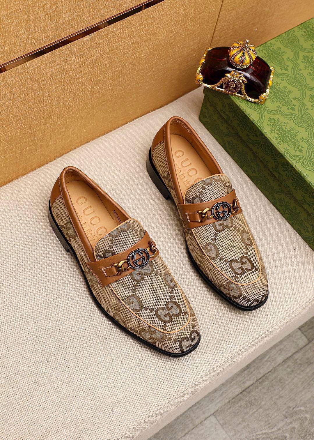 Gucci Men's Leather Loafers with GG Pattern and Horsebit Detail, Size 38-44 2 i1742796622 5040 0