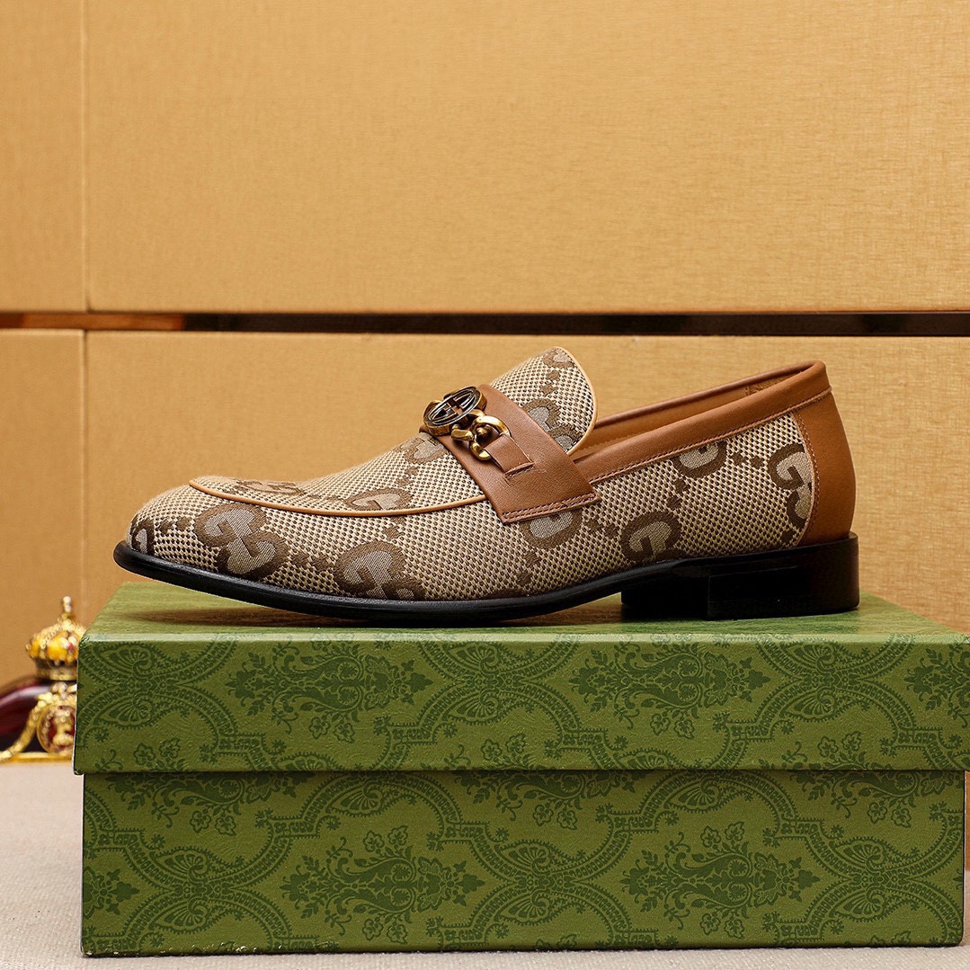 Gucci Men's Leather Loafers with GG Pattern and Horsebit Detail, Size 38-44 5 i1742796622 5170 3