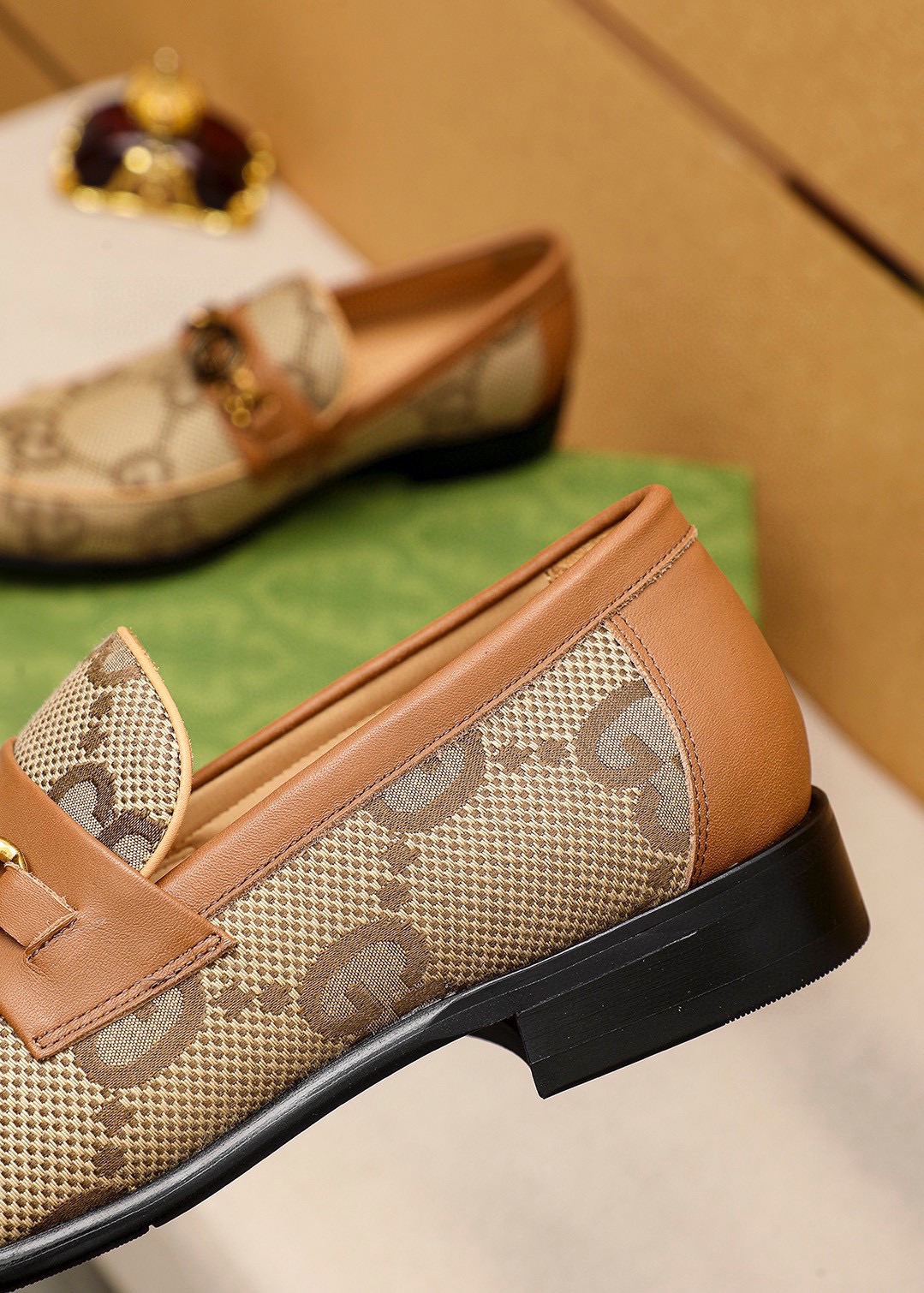 Gucci Men's Leather Loafers with GG Pattern and Horsebit Detail, Size 38-44 9 i1742796622 8709 7