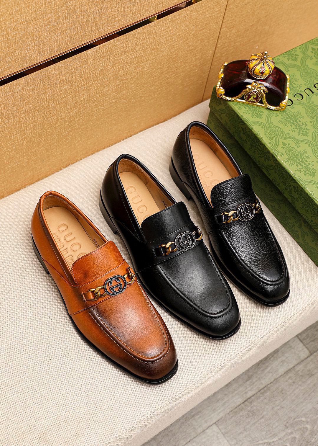 Gucci Leather Loafers with GG Hardware, Men's Casual Dress Shoes 6 i1742797099 3664 4