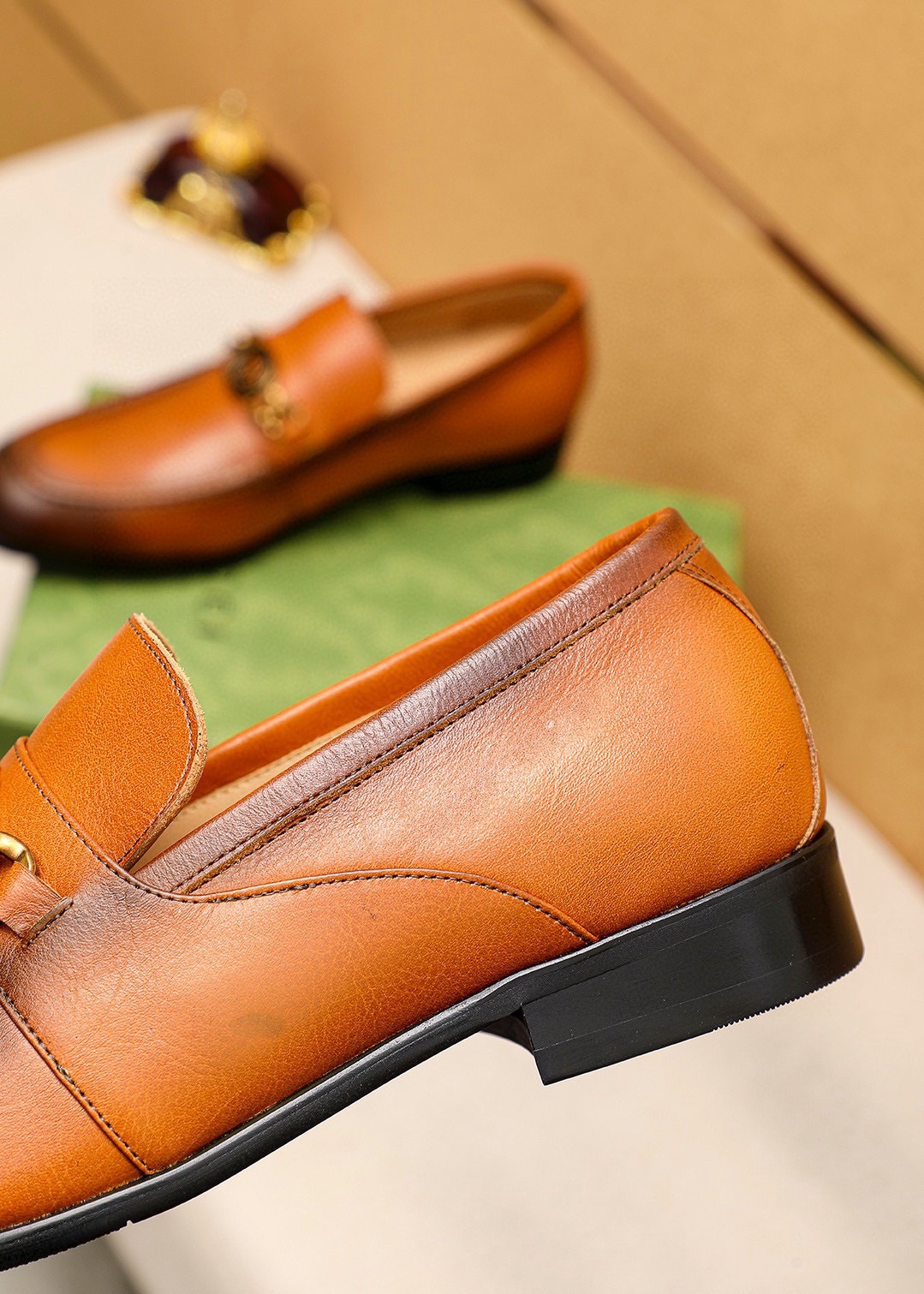 Gucci Leather Loafers with GG Hardware, Men's Casual Dress Shoes 9 i1742797099 7503 7