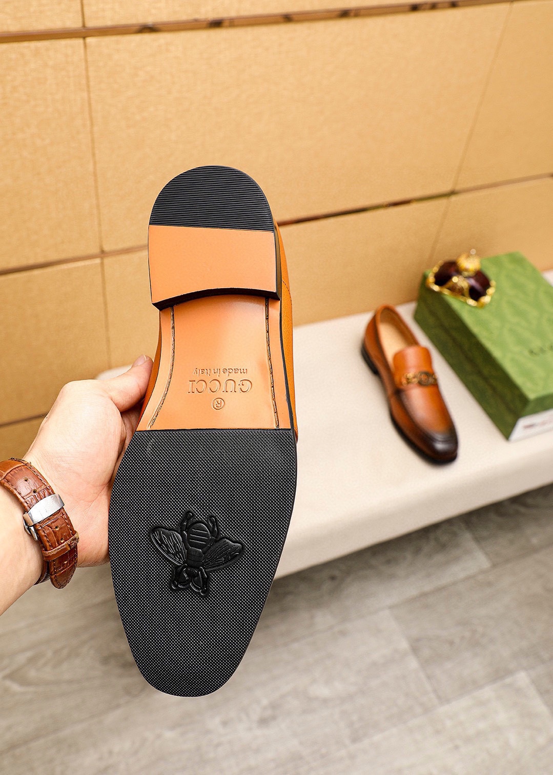 Gucci Leather Loafers with GG Hardware, Men's Casual Dress Shoes 10 i1742797099 9548 8